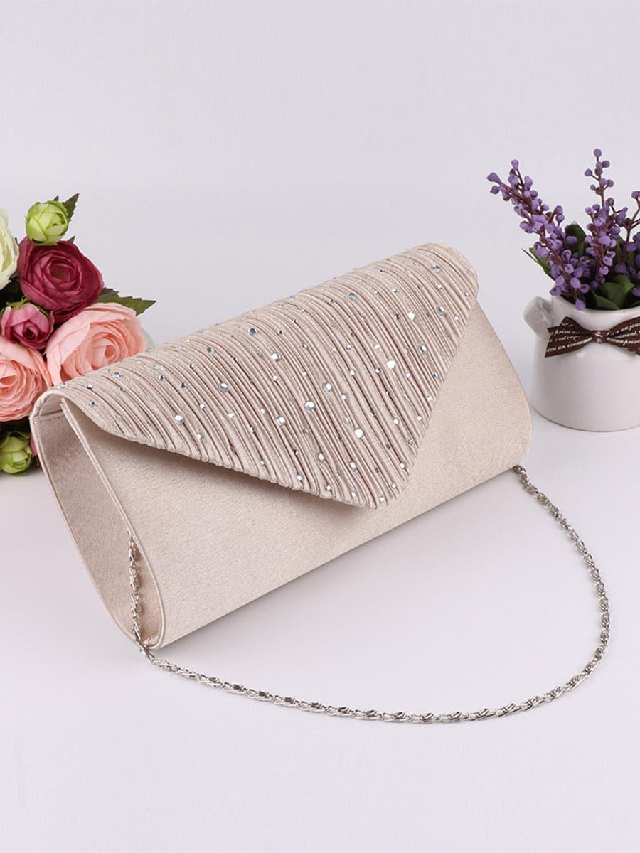 Ruched Inlay Rhinestone Clutch Bags MNBF052