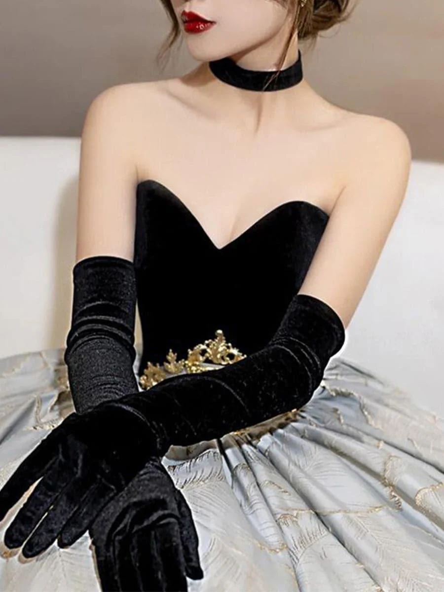52CM Velvet Banquet Long Split Finger Gloves MST0103
