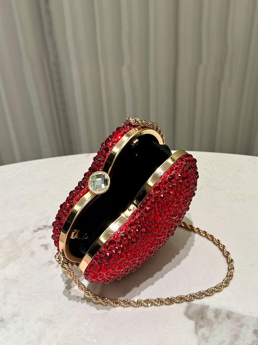 Heart Rhinestone Fashion Chain Clutches MNBF115