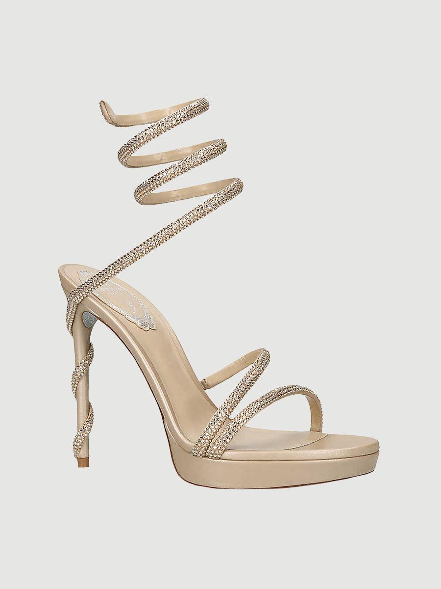 Rhinestone Snake Wrap Open-toe High Heels MHE1077