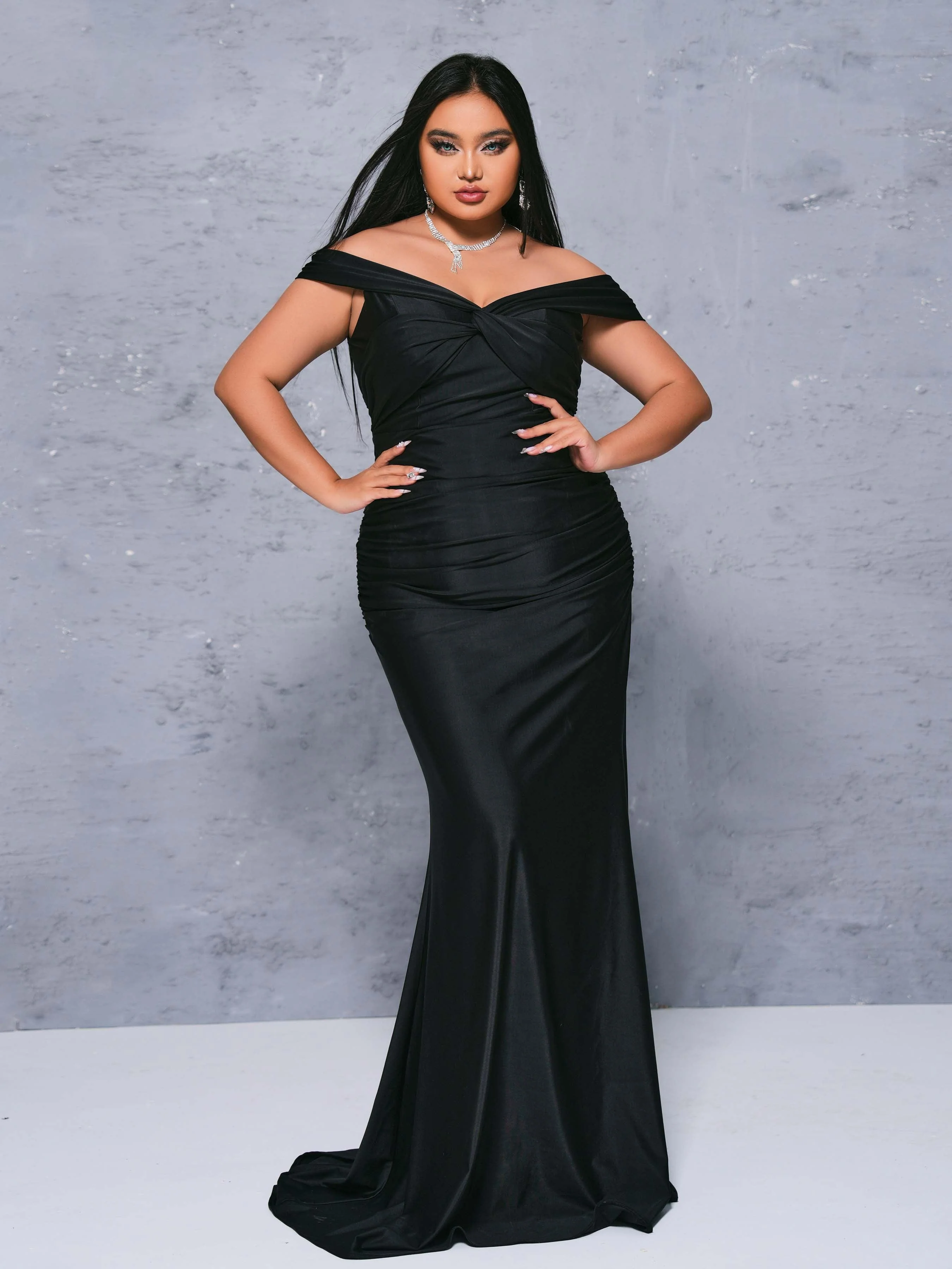 Plus Off Shoulder Backlss Mermaid Dress PRA60120