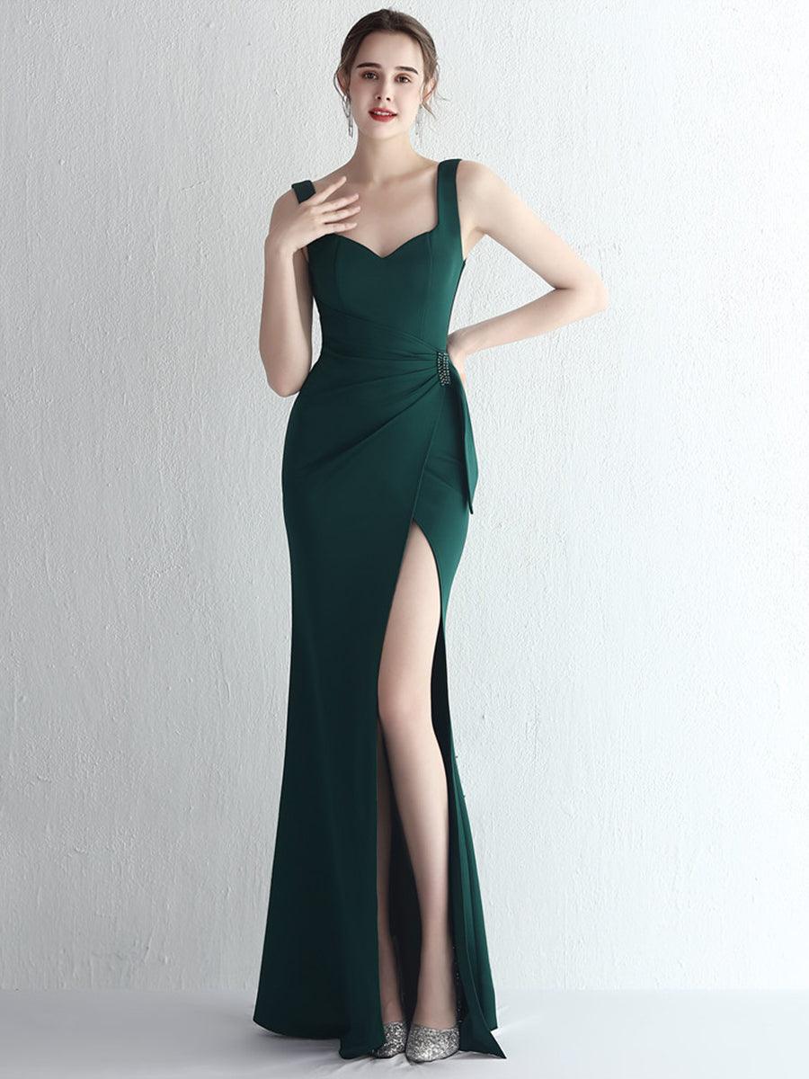 Square Neck Sleevelss Solid Folds Cocktail Dress MYC2001