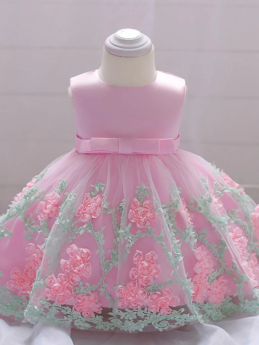 Bowknot Sleeveless Floral Baby Dress MKD1014
