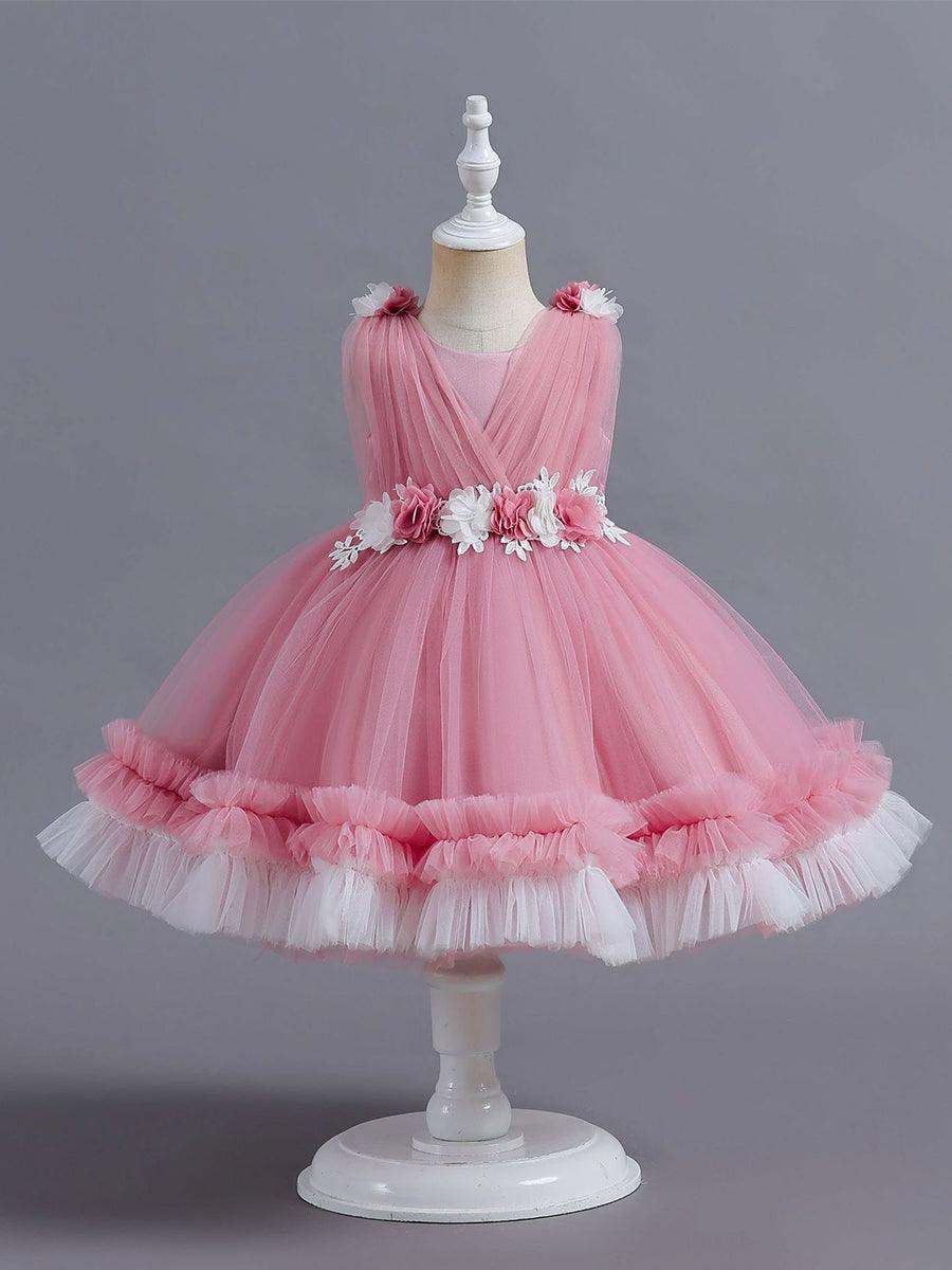 Wrap Flower A-line Mesh Princess Baby Dress MKD1001