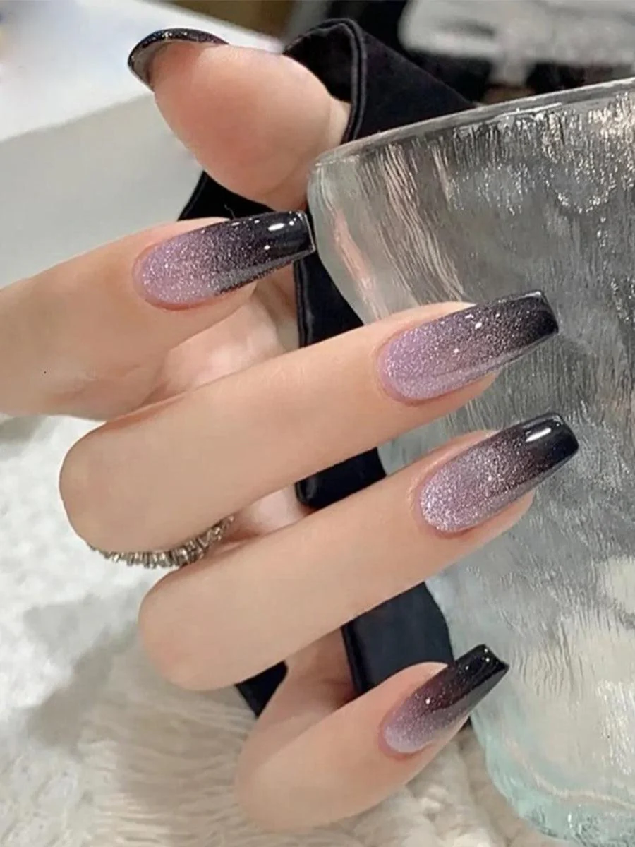 Galaxy Starlight Gradient Black Nail Art LF372