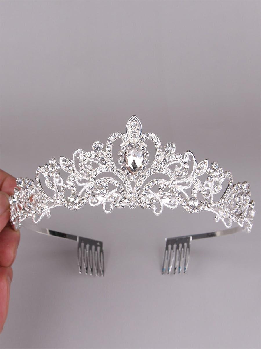 Pear Cut Stone Crown Wedding Headpieces MHG0012