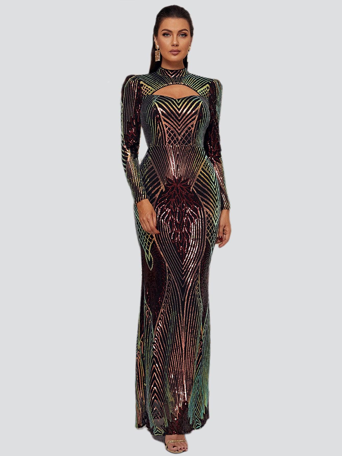Turtleneck Cut Out Dress XH2349