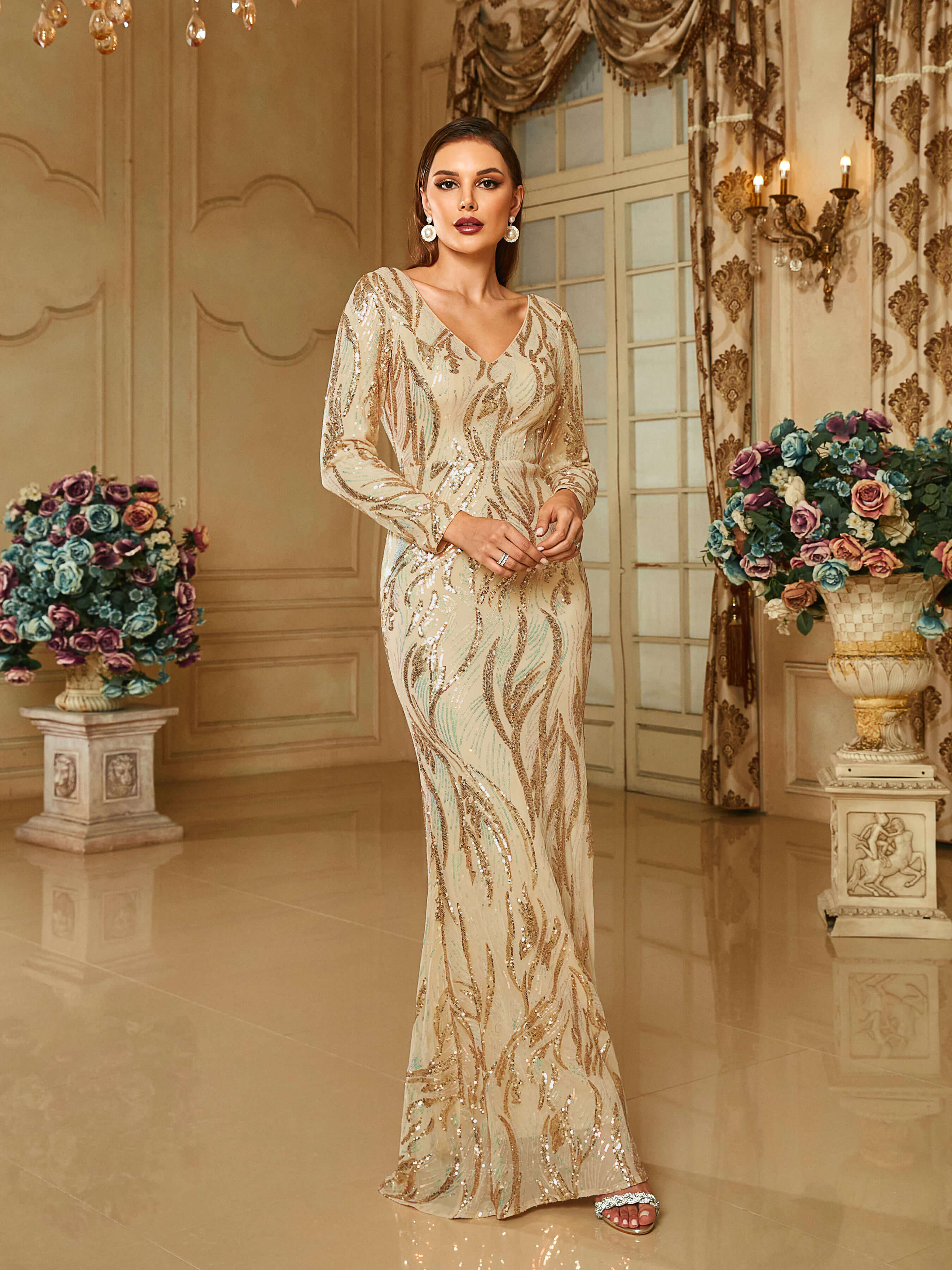 V-neck Backless Formal Dress RM20649