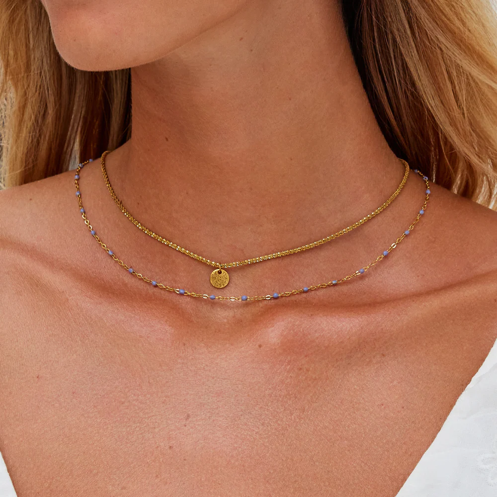 Lia Layered Gold Coin Bead Necklace