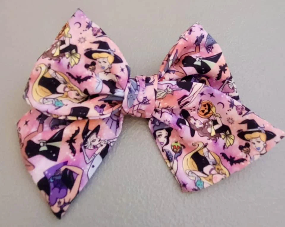 Watercolor Princess Witches Hand Tied & Serged Bows