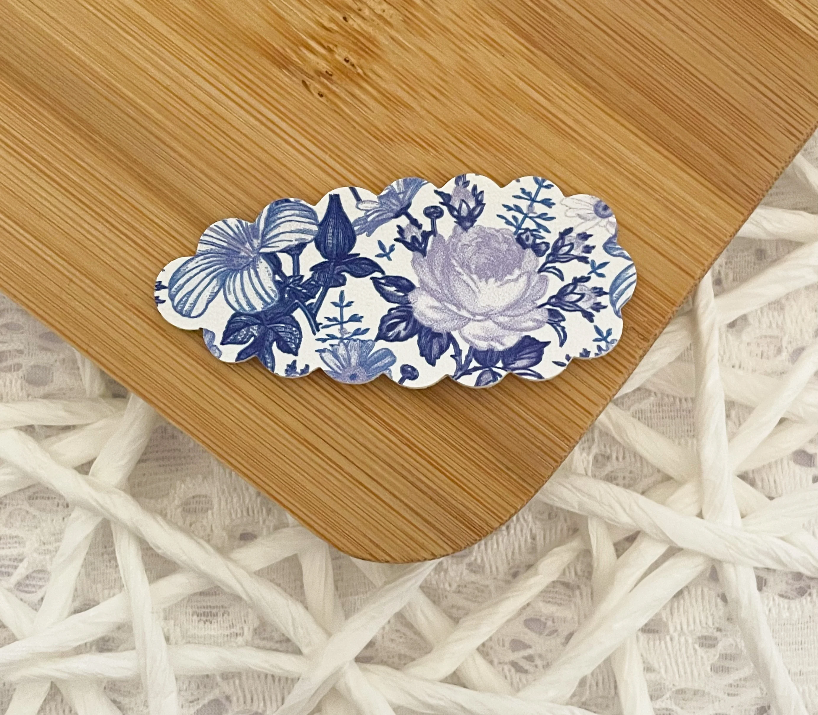 Dark Blue Vintage Floral Snap Clip