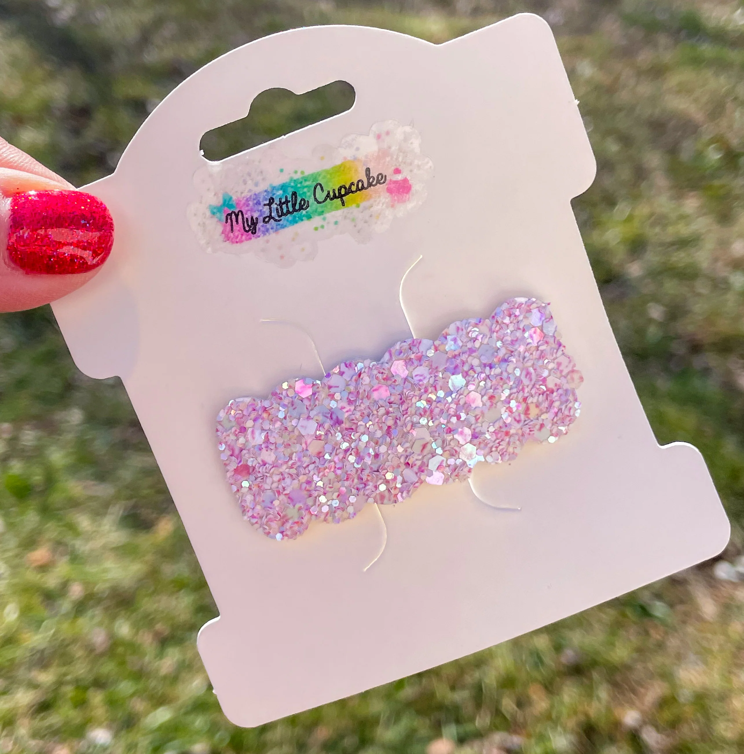 Dainty Pink Glitter Snap Clip