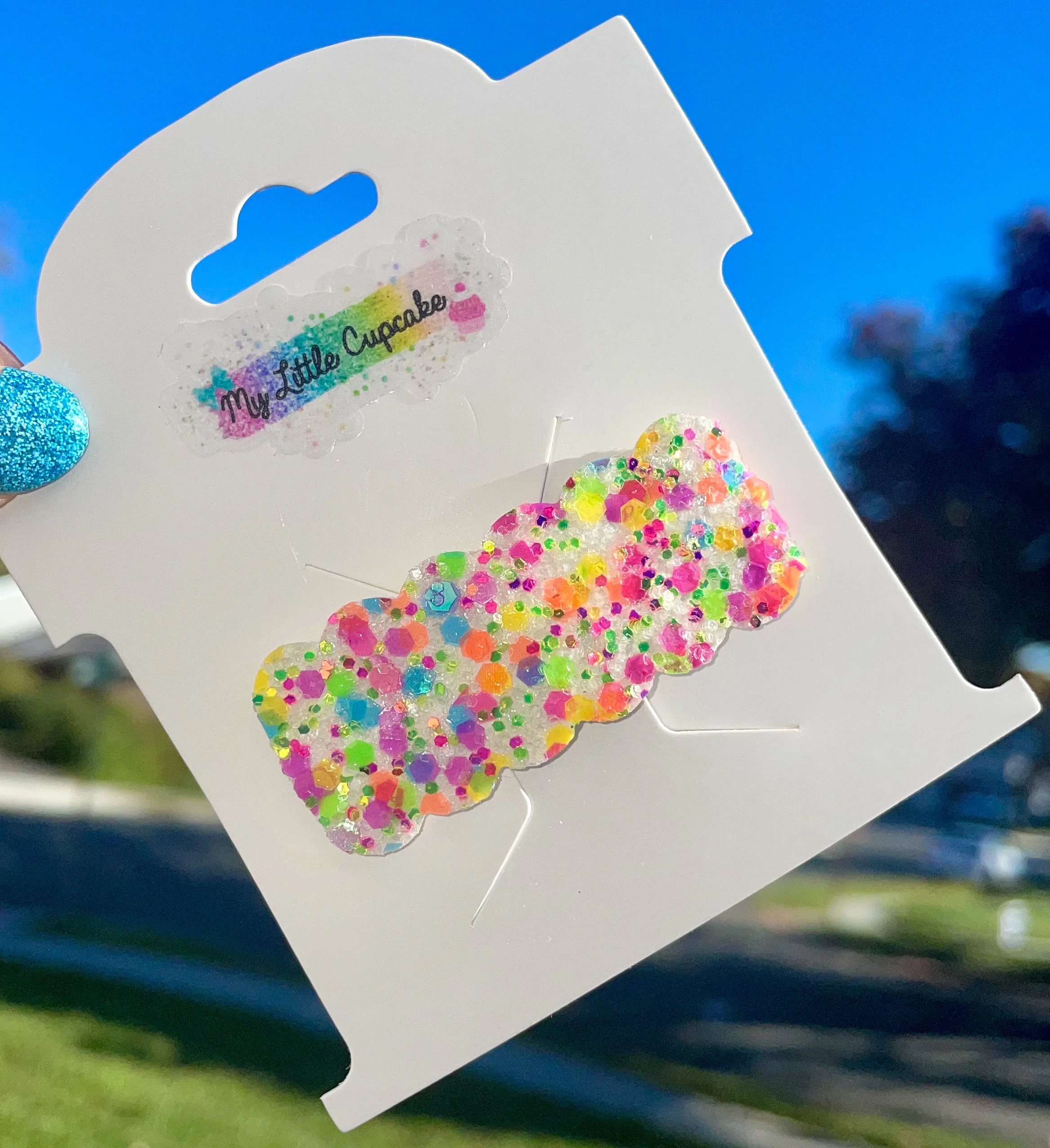 Neon Funfetti Glitter Snap Clip