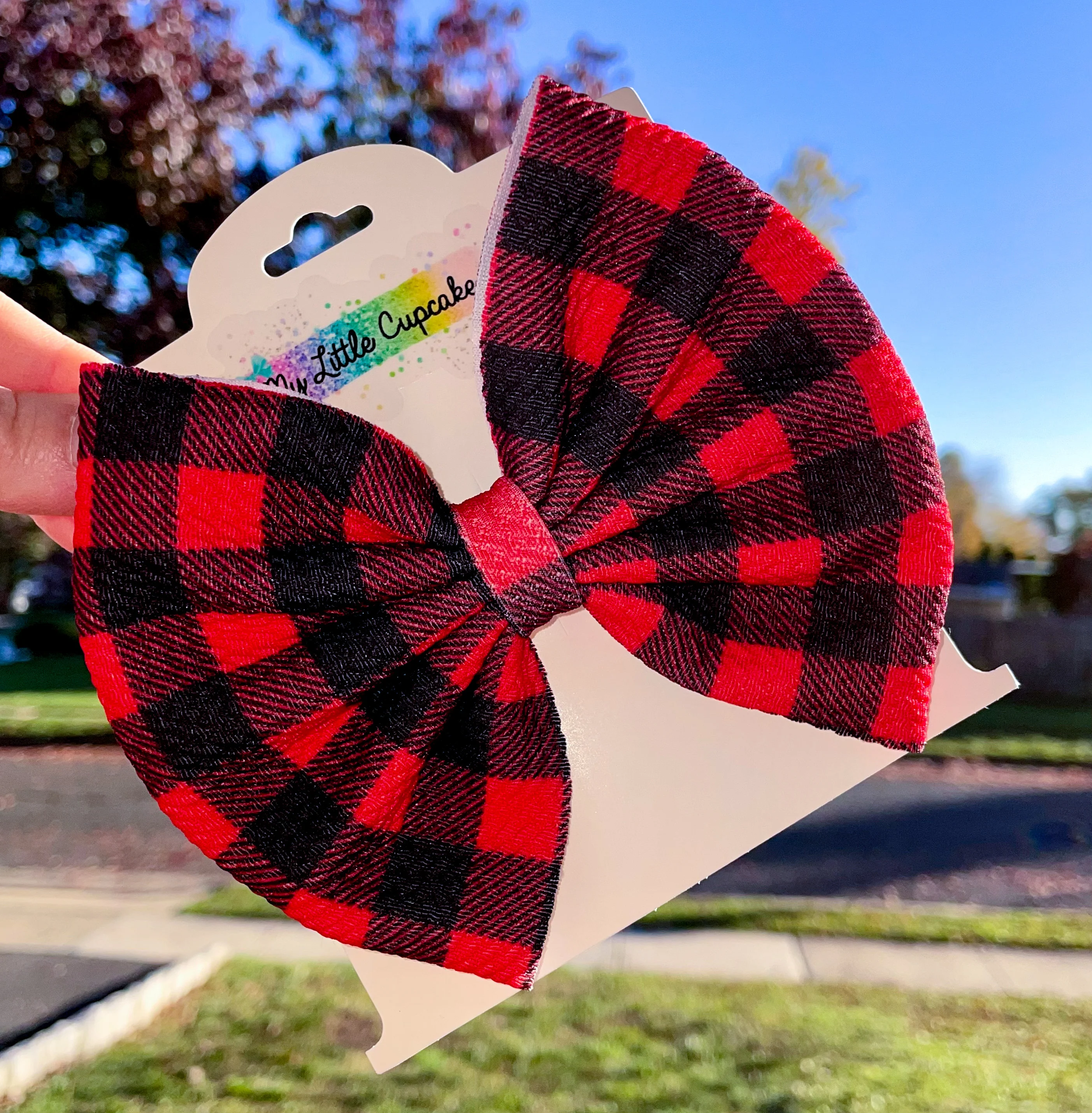 Buffalo Plaid Fabric Bow