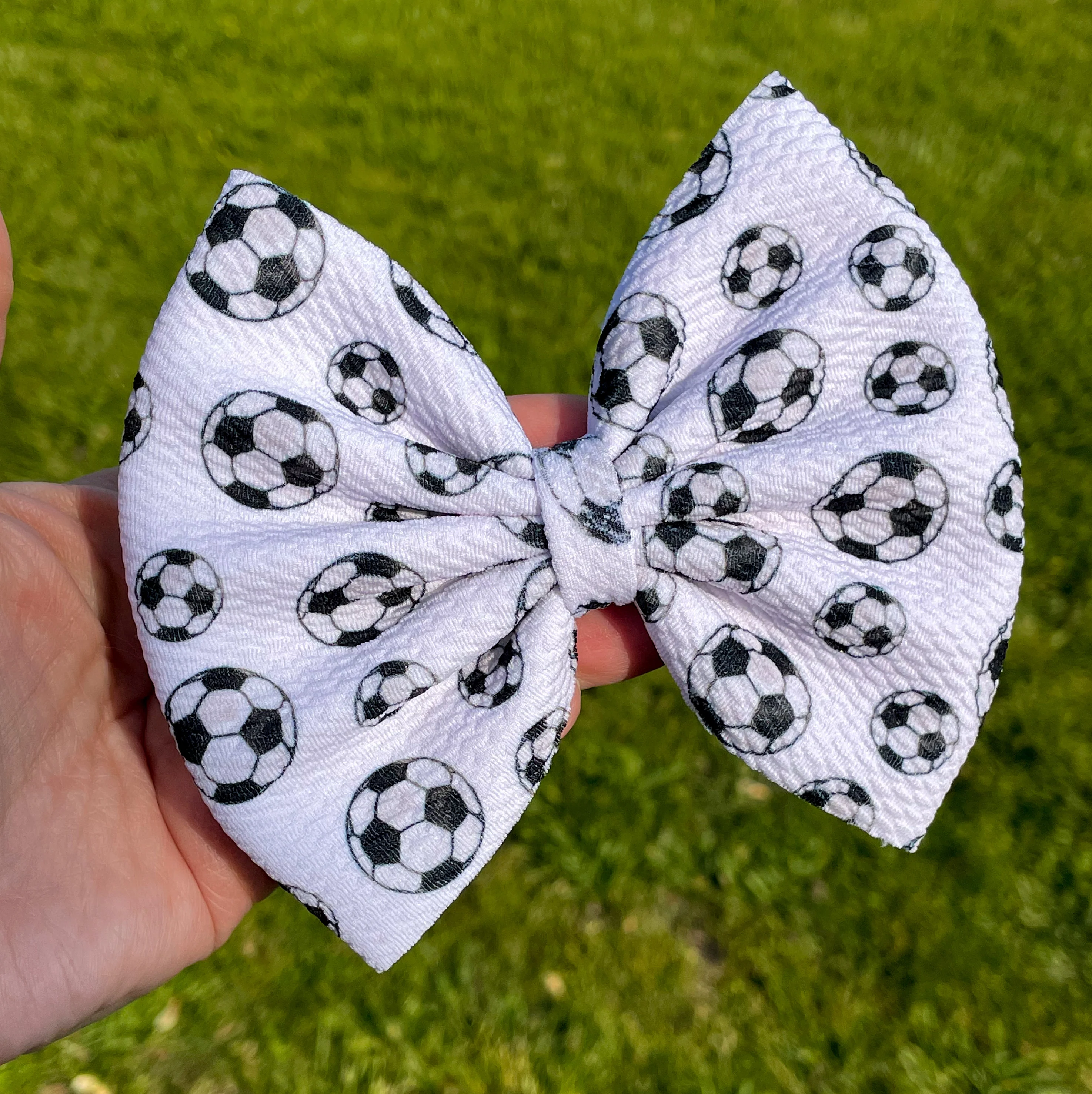Soccer Balls Fabric Bow
