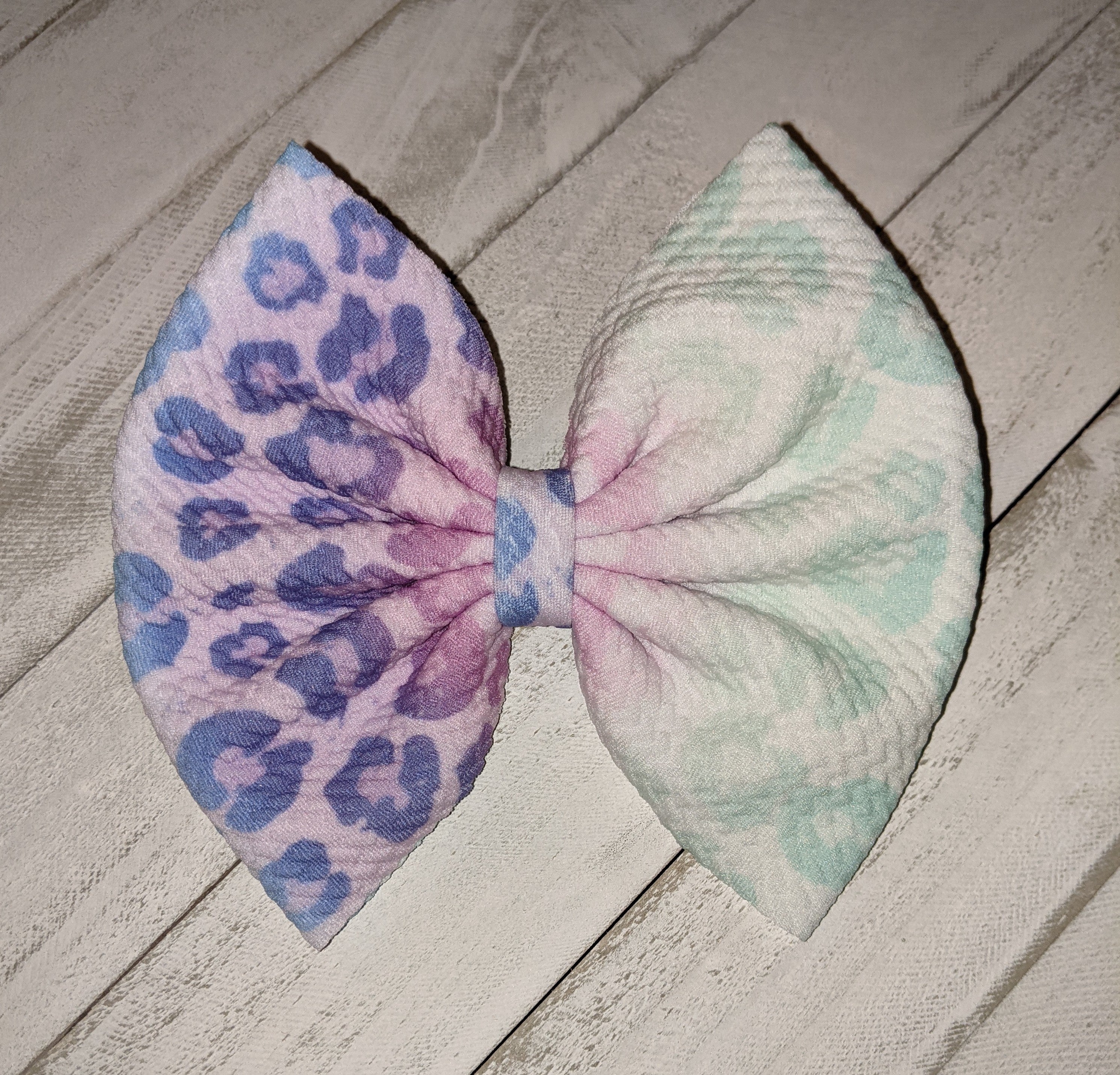 Pastel Ombre Leopard Fabric Bow 5in