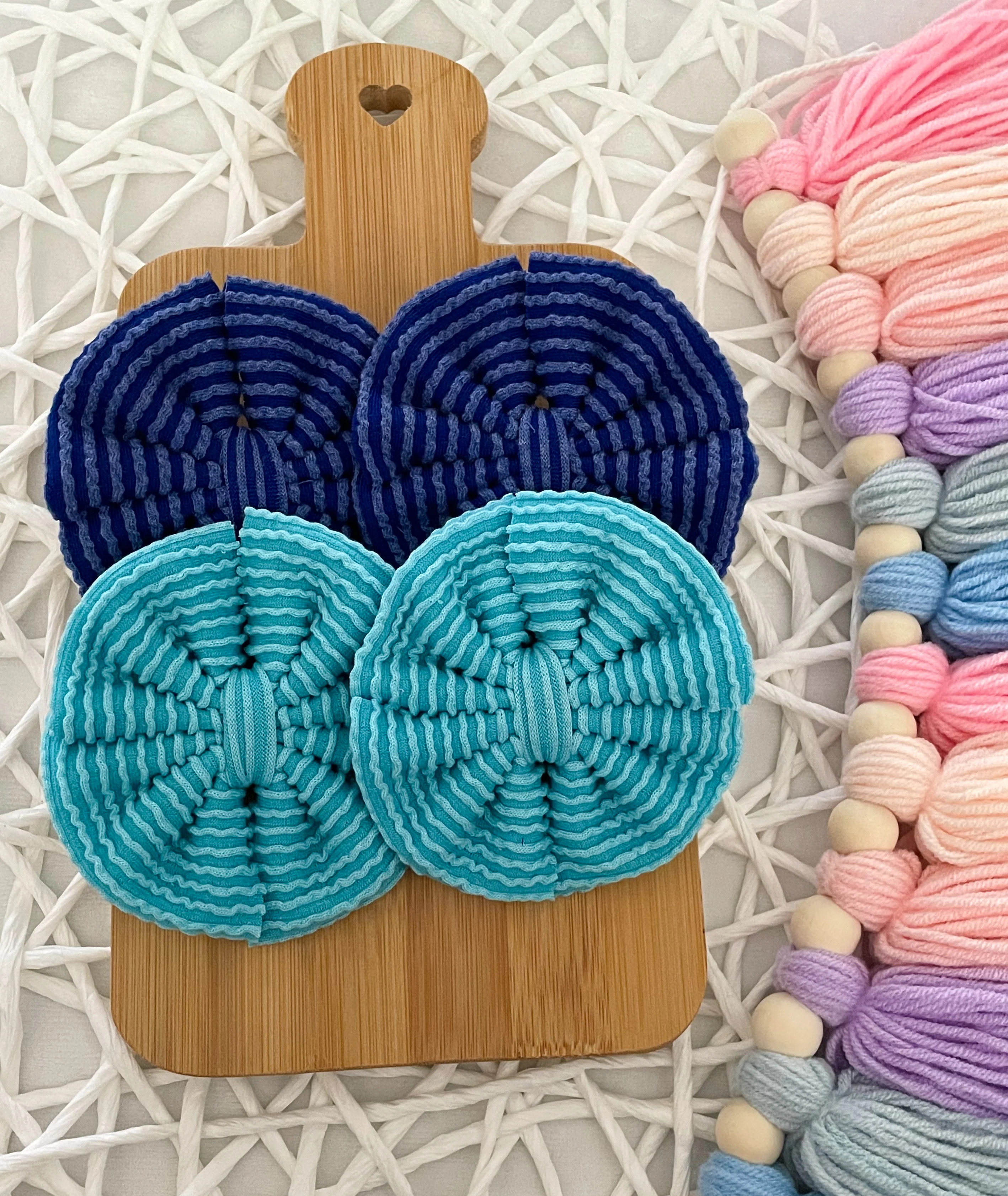 Aqua Waved Fabric Bow