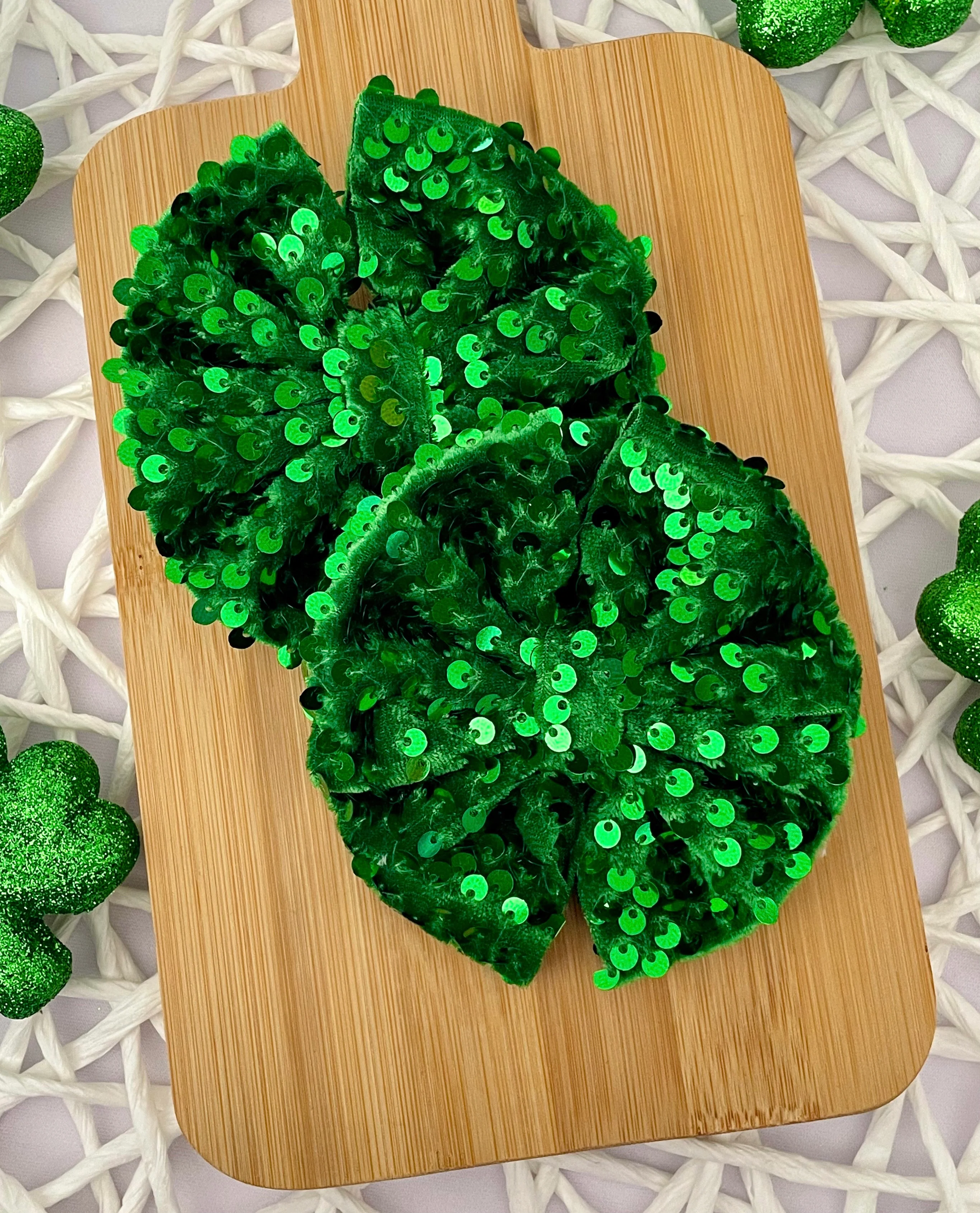 Emerald Green Sequin Fabric Bows