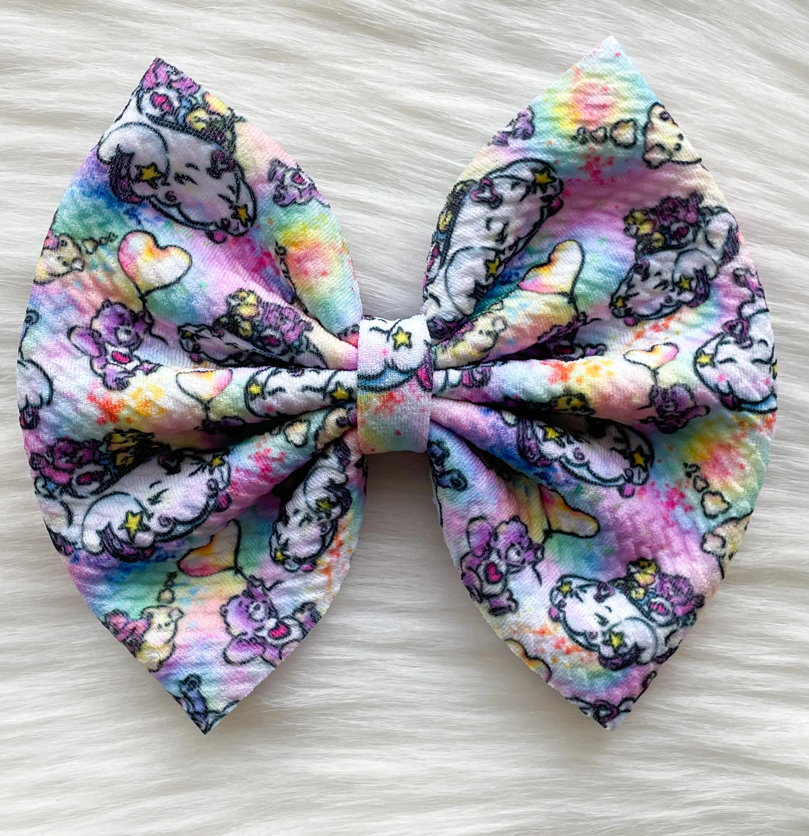 Cotton Candy Care Bears Fabric Bow