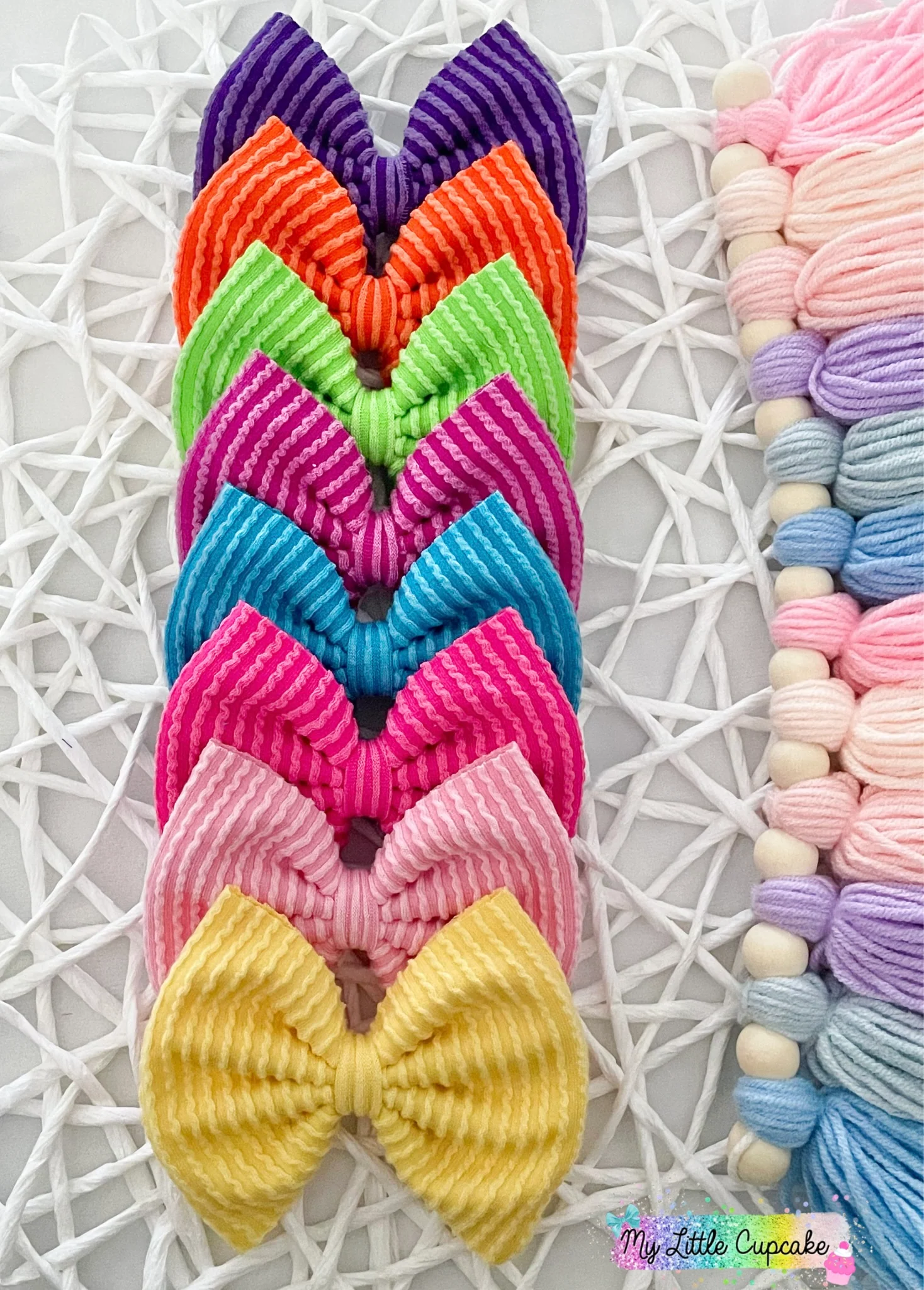 Pink Waved Fabric Bow