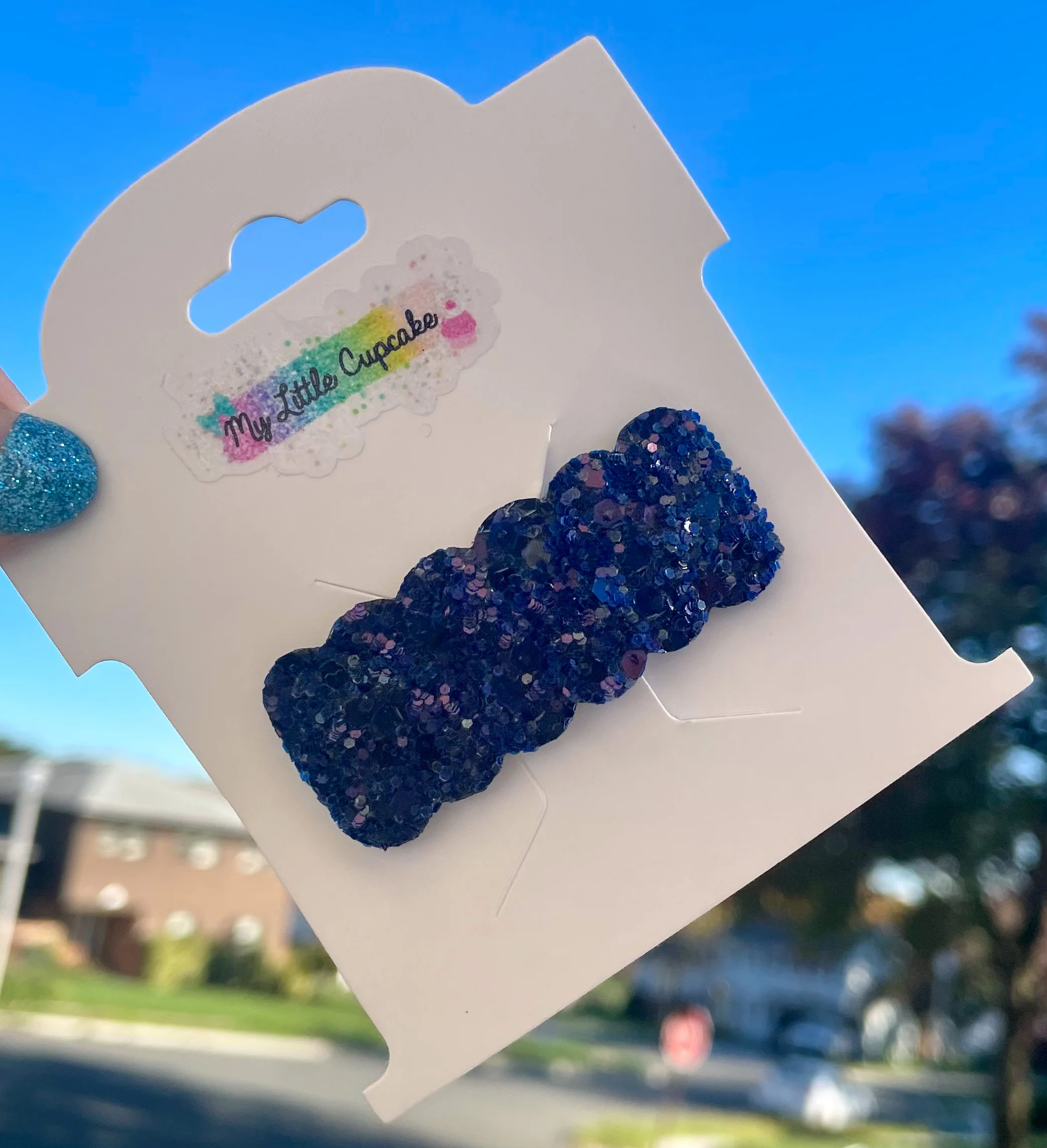 Navy Topaz Glitter Snap Clip