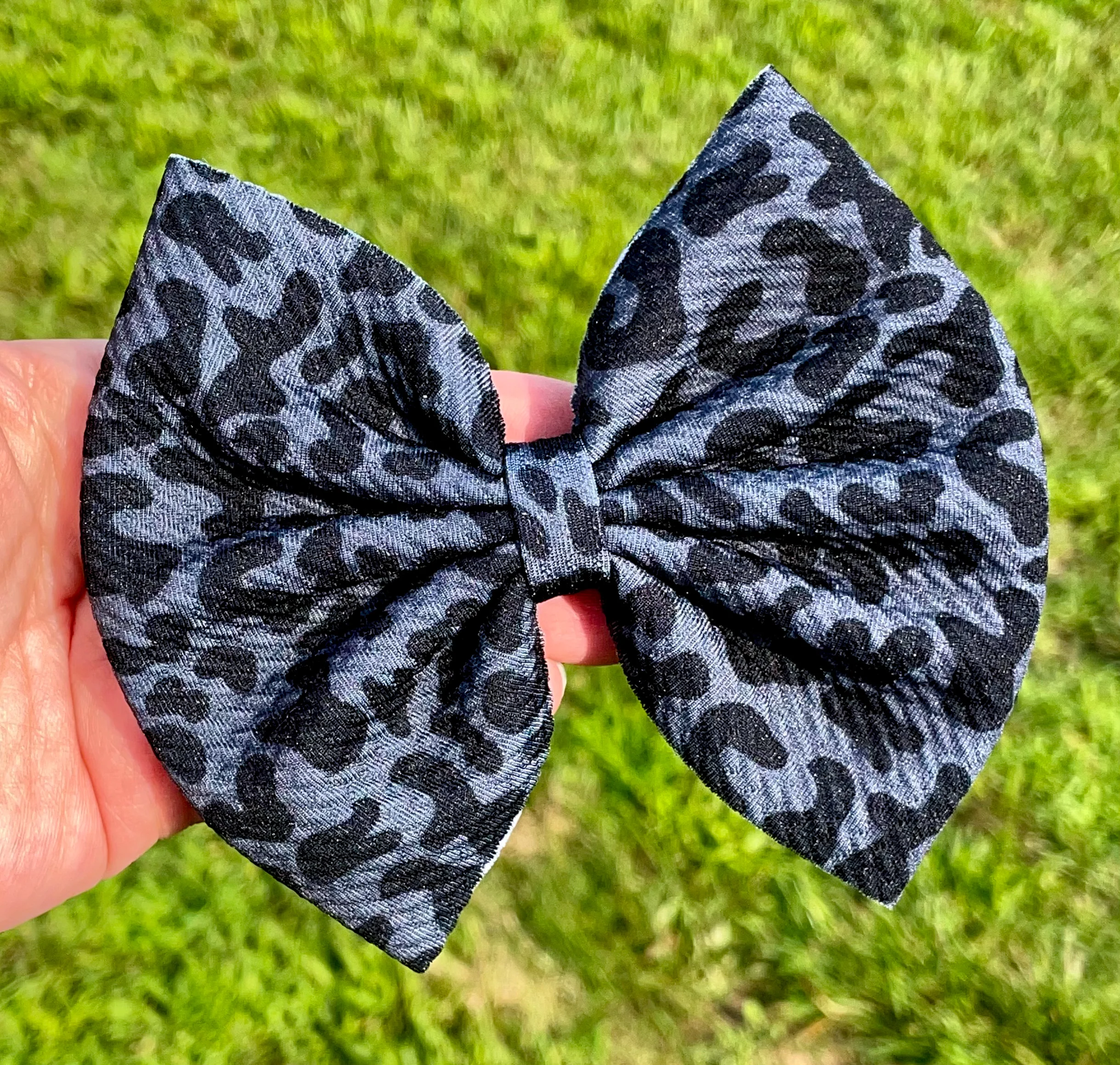 Blackout Leopard Fabric Bow