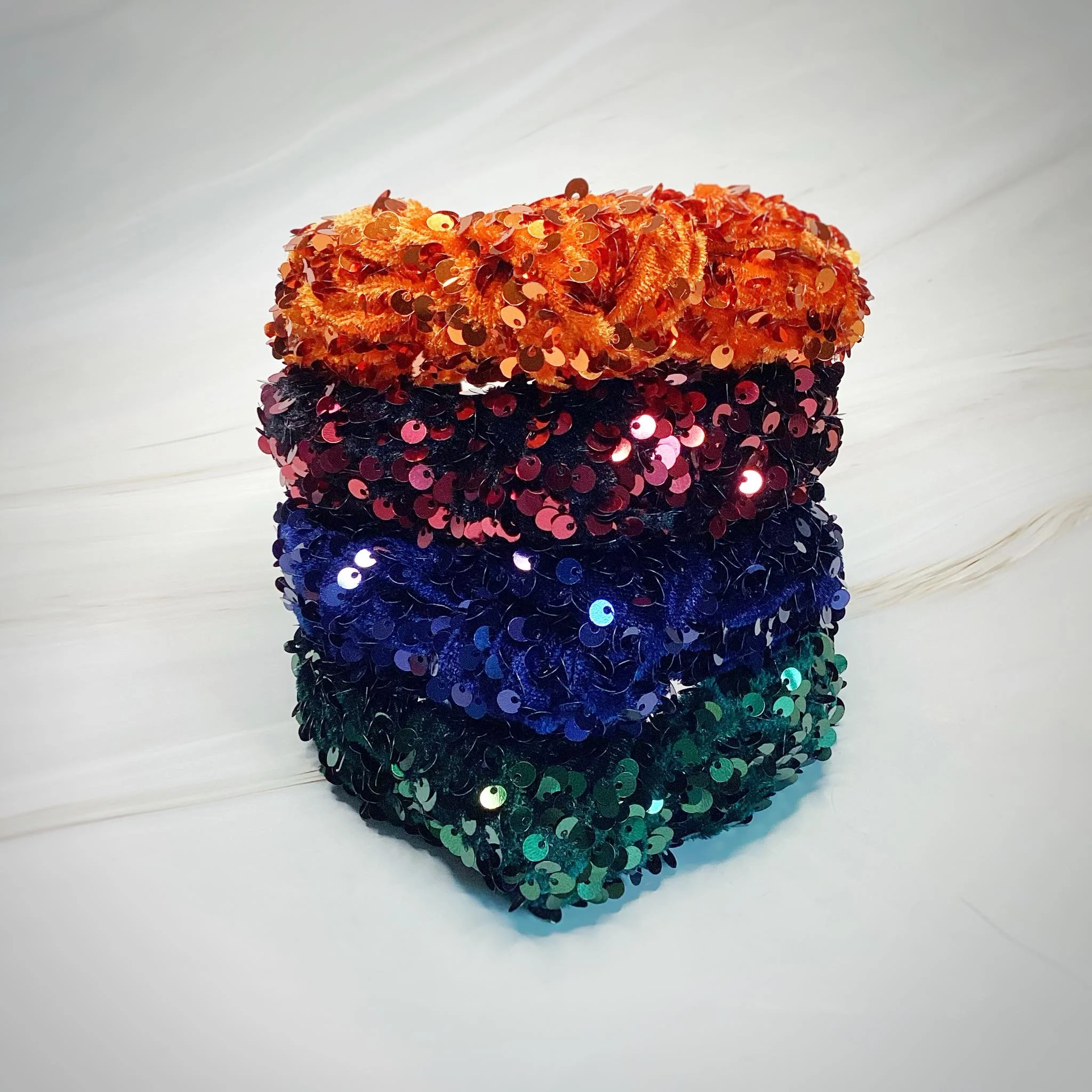 Navy Blue Velvet Sequin Knotted Headband