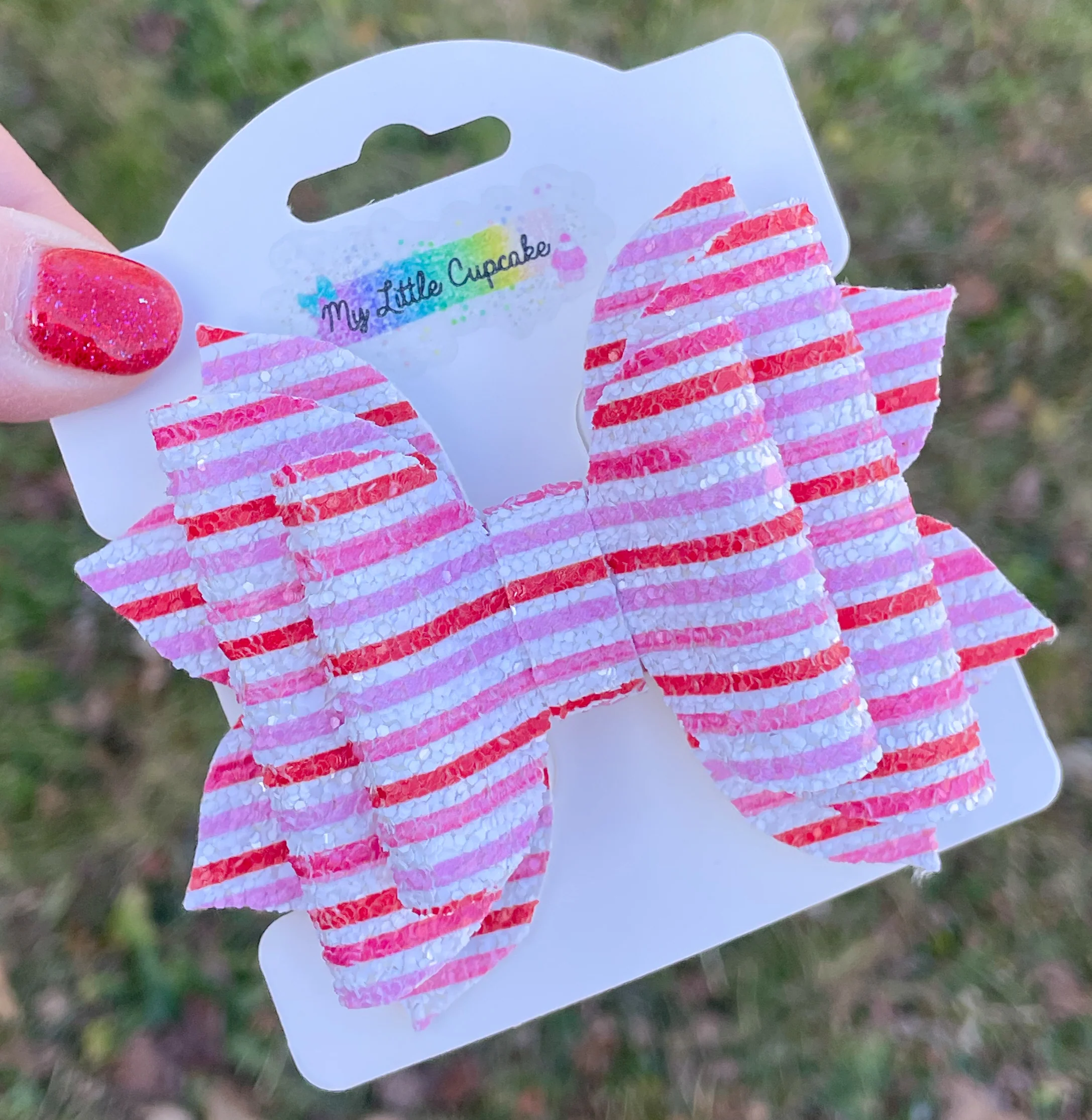 Vday Stripes Glitter 3.5in Jasmine Bow