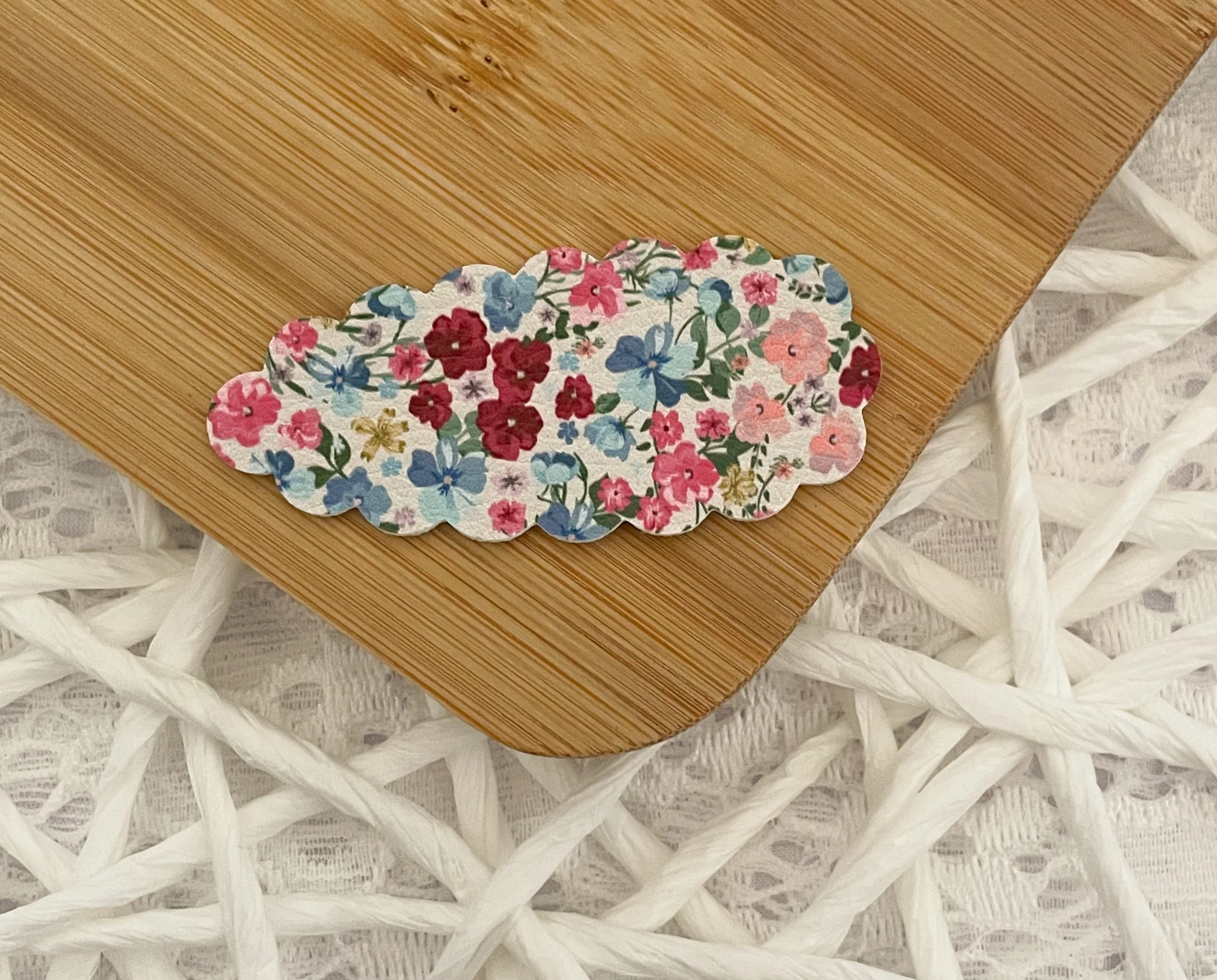 Blue & Pink Floral Snap Clip