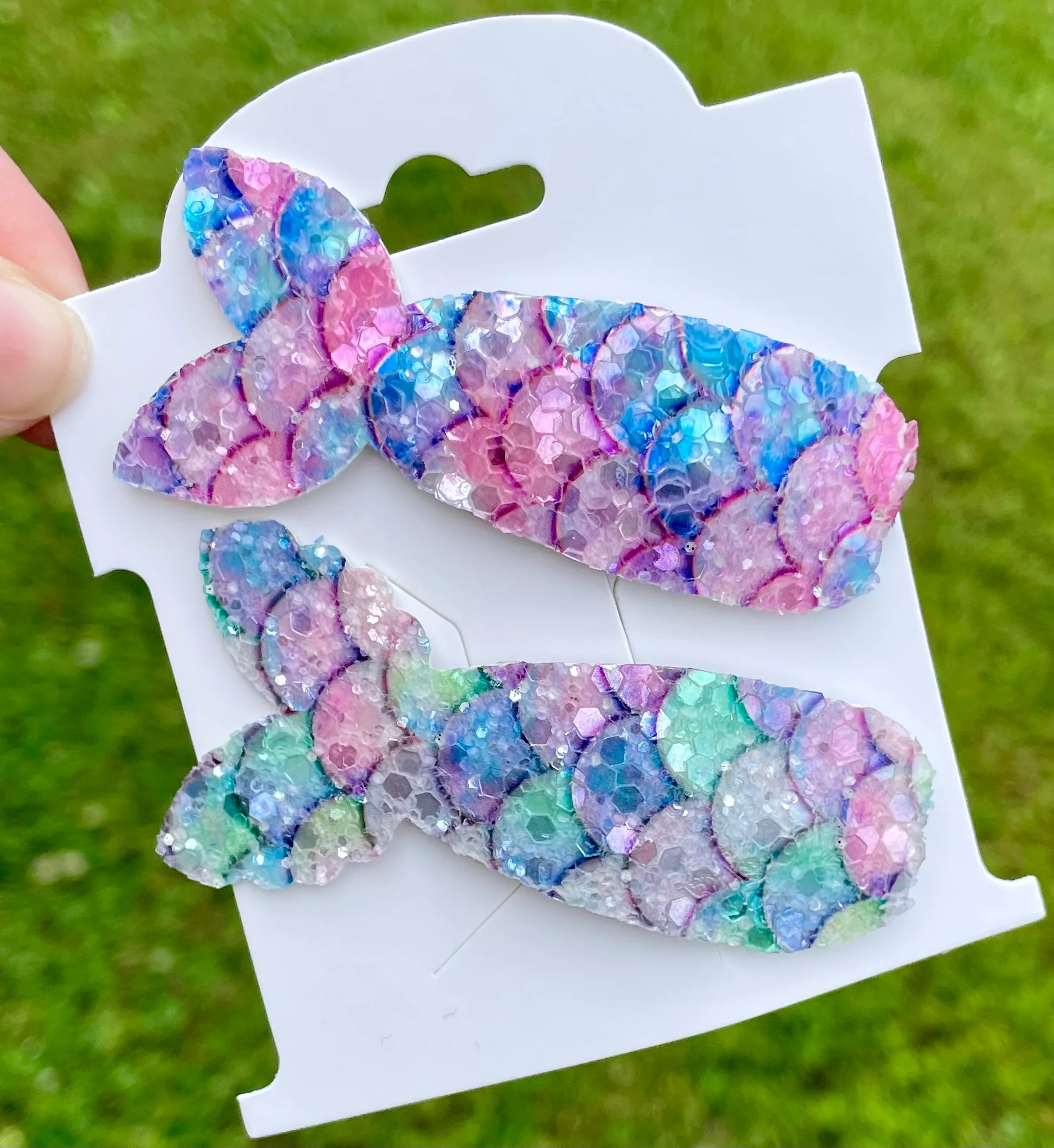 Pink & Aqua Glitter Mermaid Snap Clip