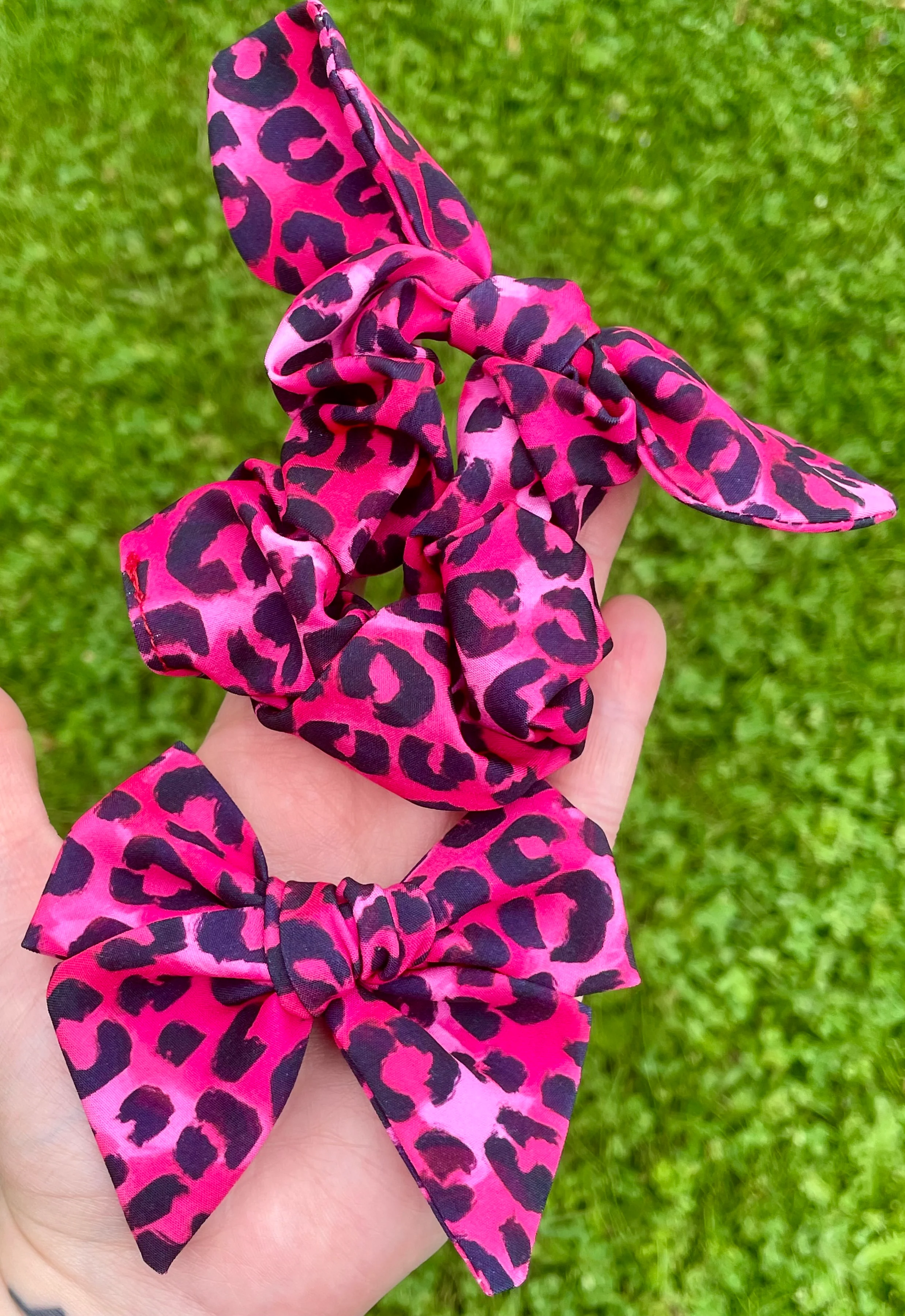 Hot Pink Cheetah Hand Tied or Scrunchie