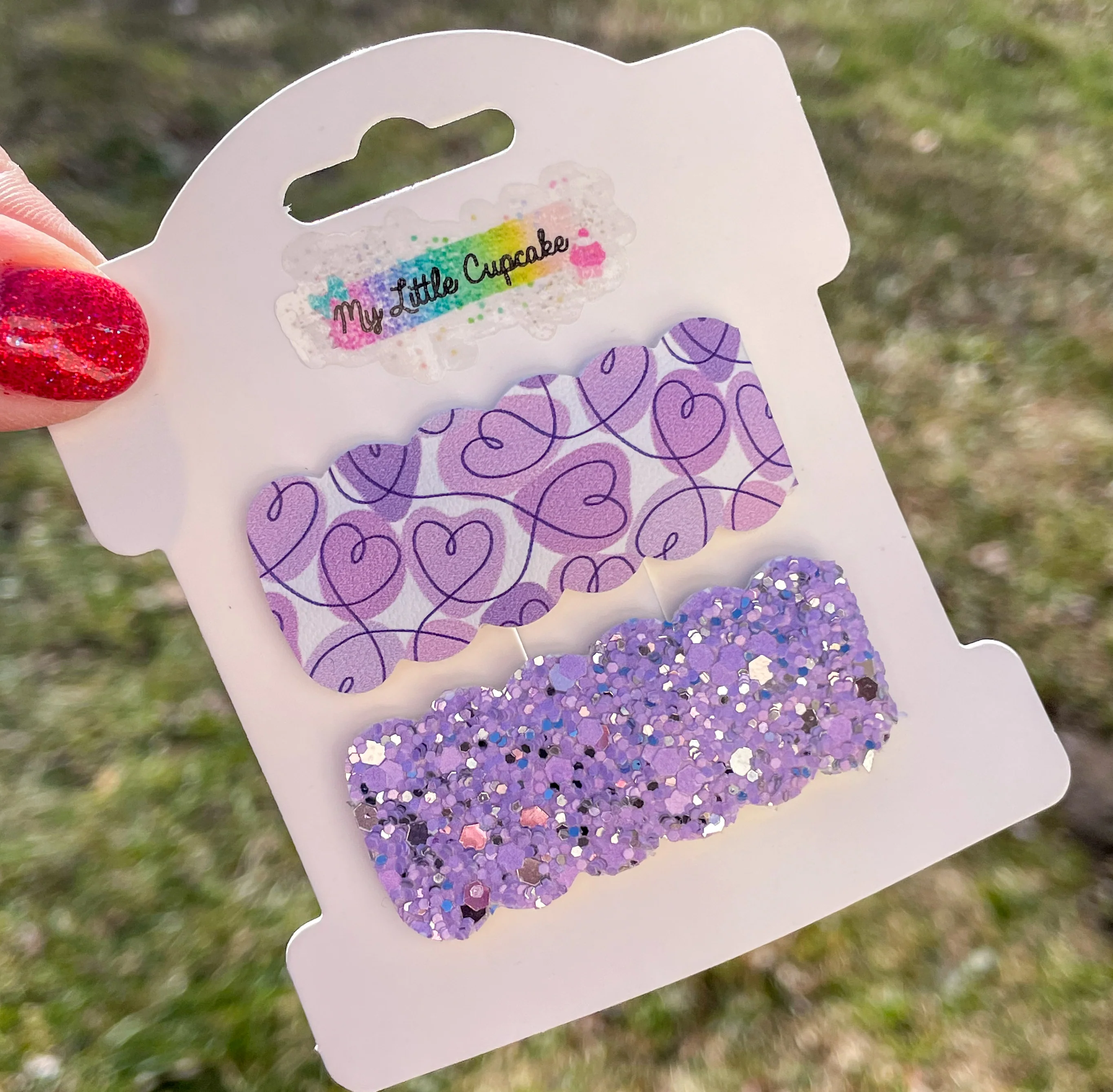 Purple Hearts Snap Clip Set