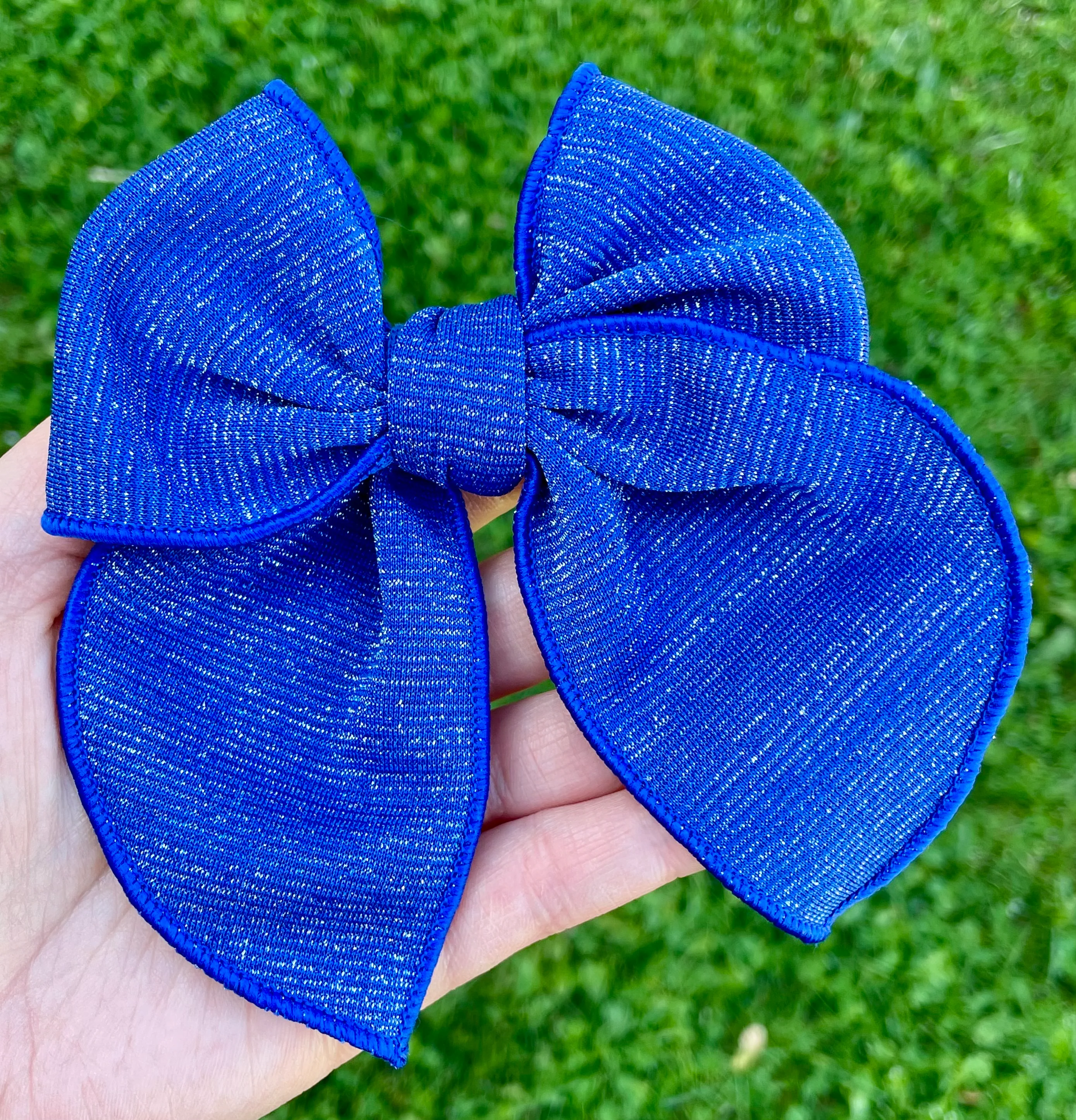 Royal Blue Shimmery 4.5in Serged Hand Tied