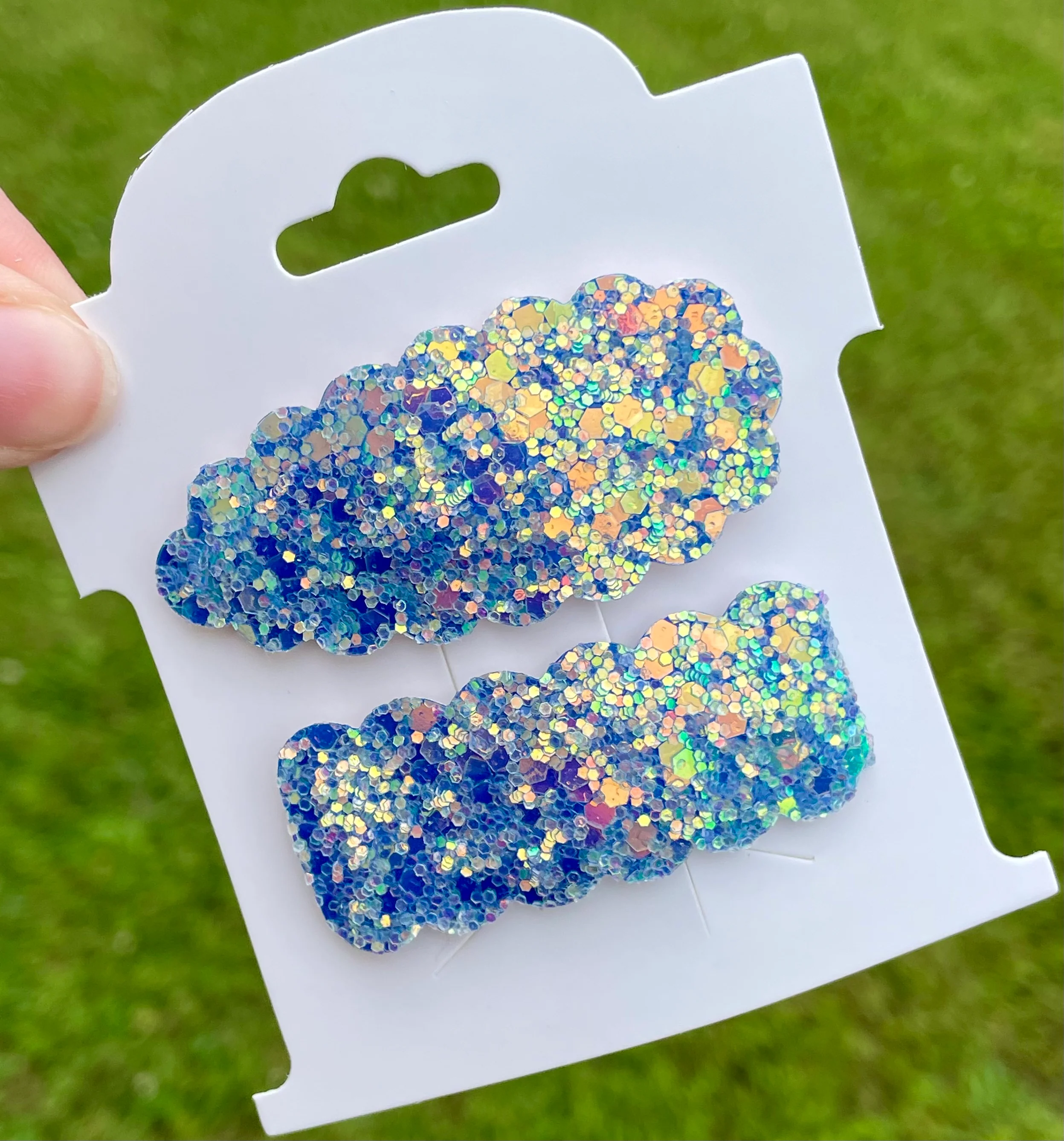 Blue Lagoon Glitter Snap Clips