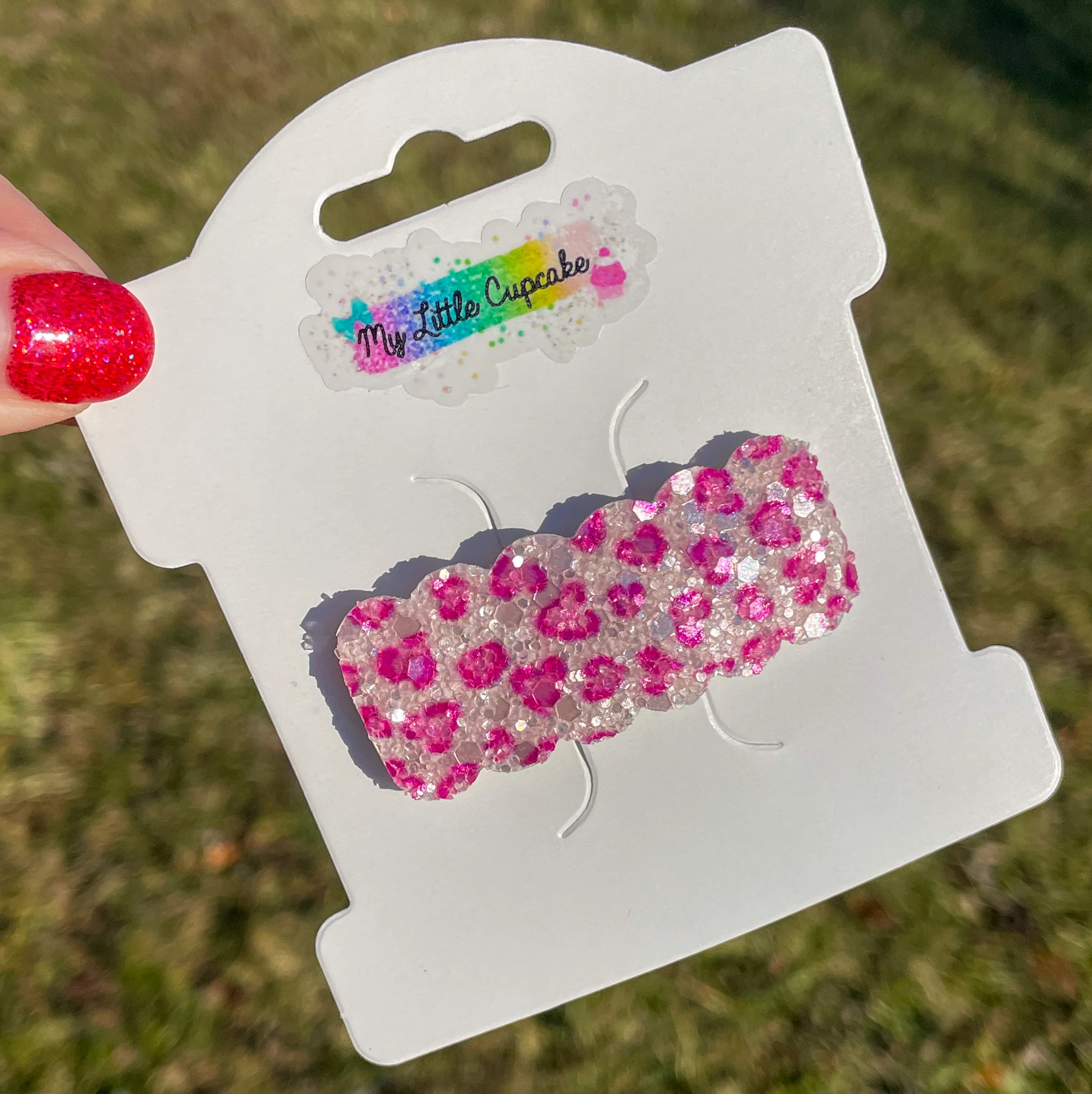 Hot Pink Hearts Cheetah Glitter Snap Clip