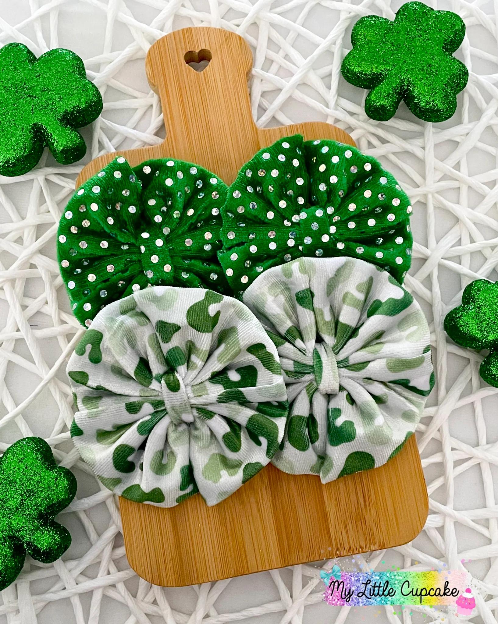 Green Holo Velvet Fabric Bows
