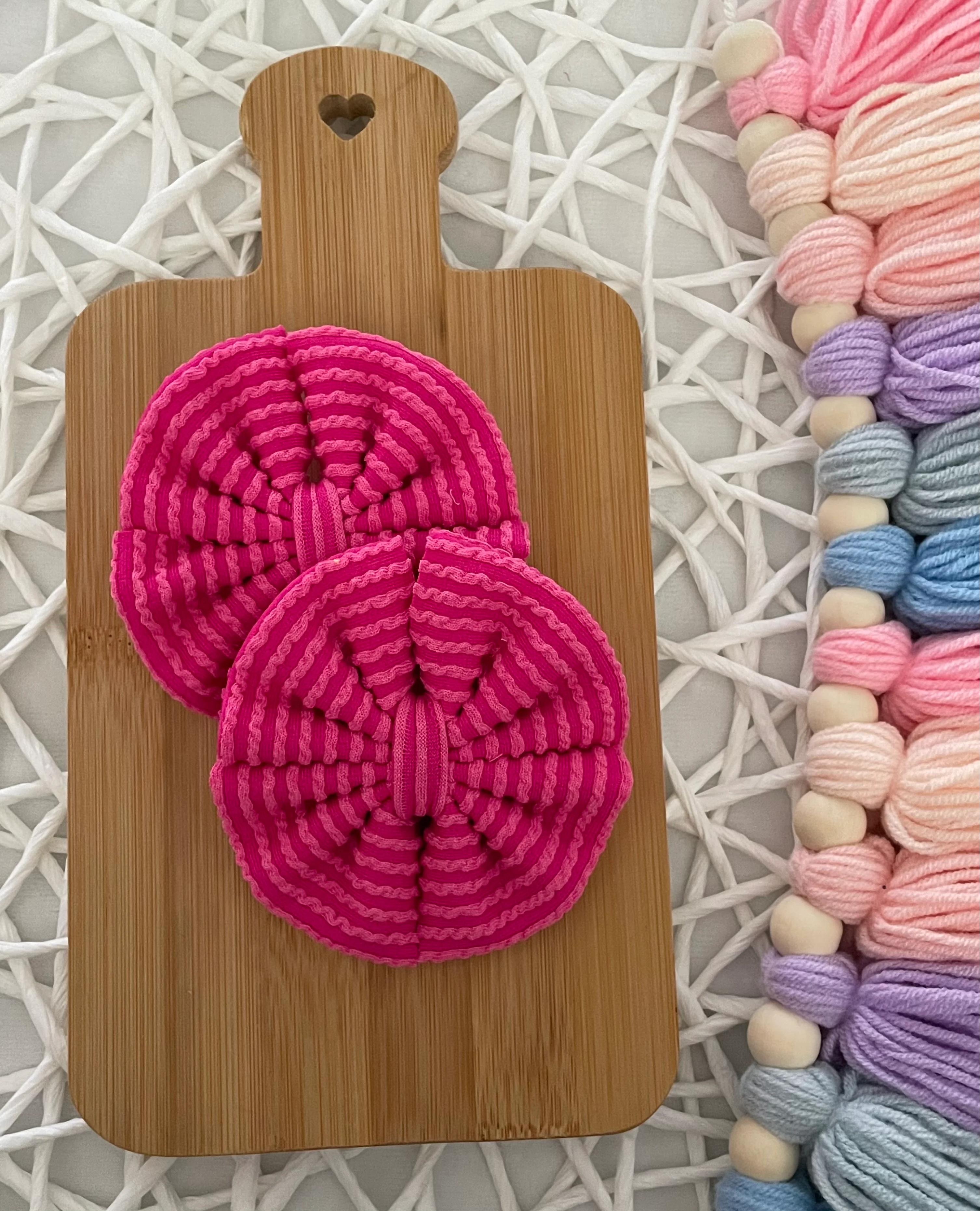 Hot Pink Waved Fabric Bow