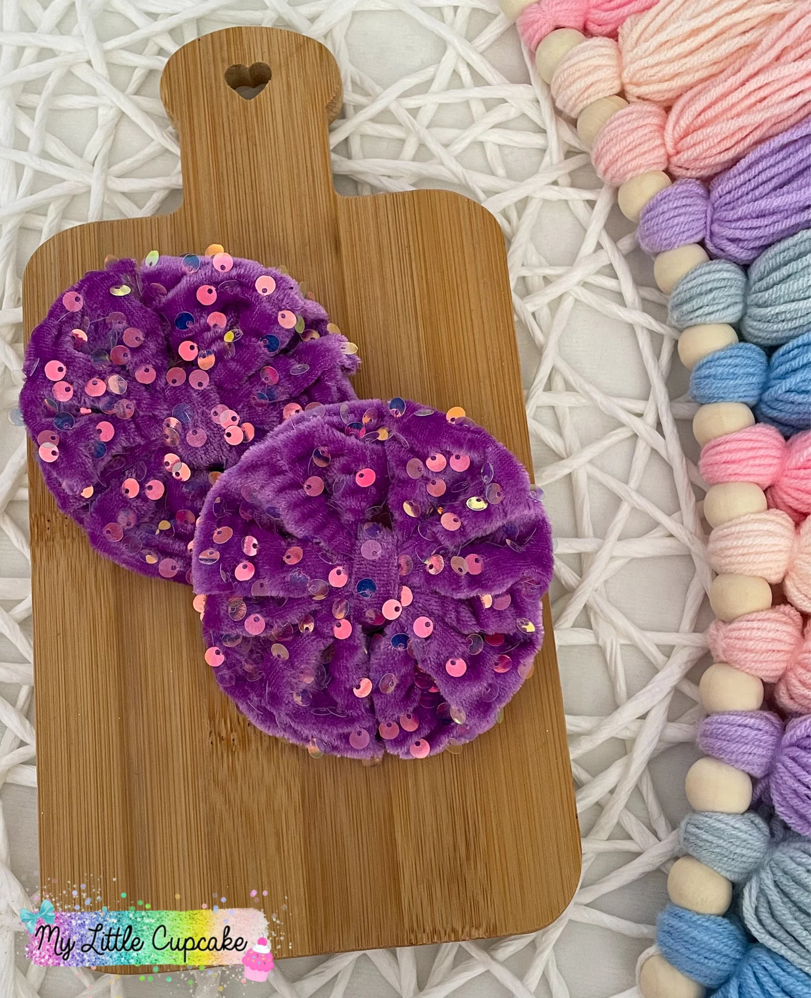 Grape Sequins Fabric Bows