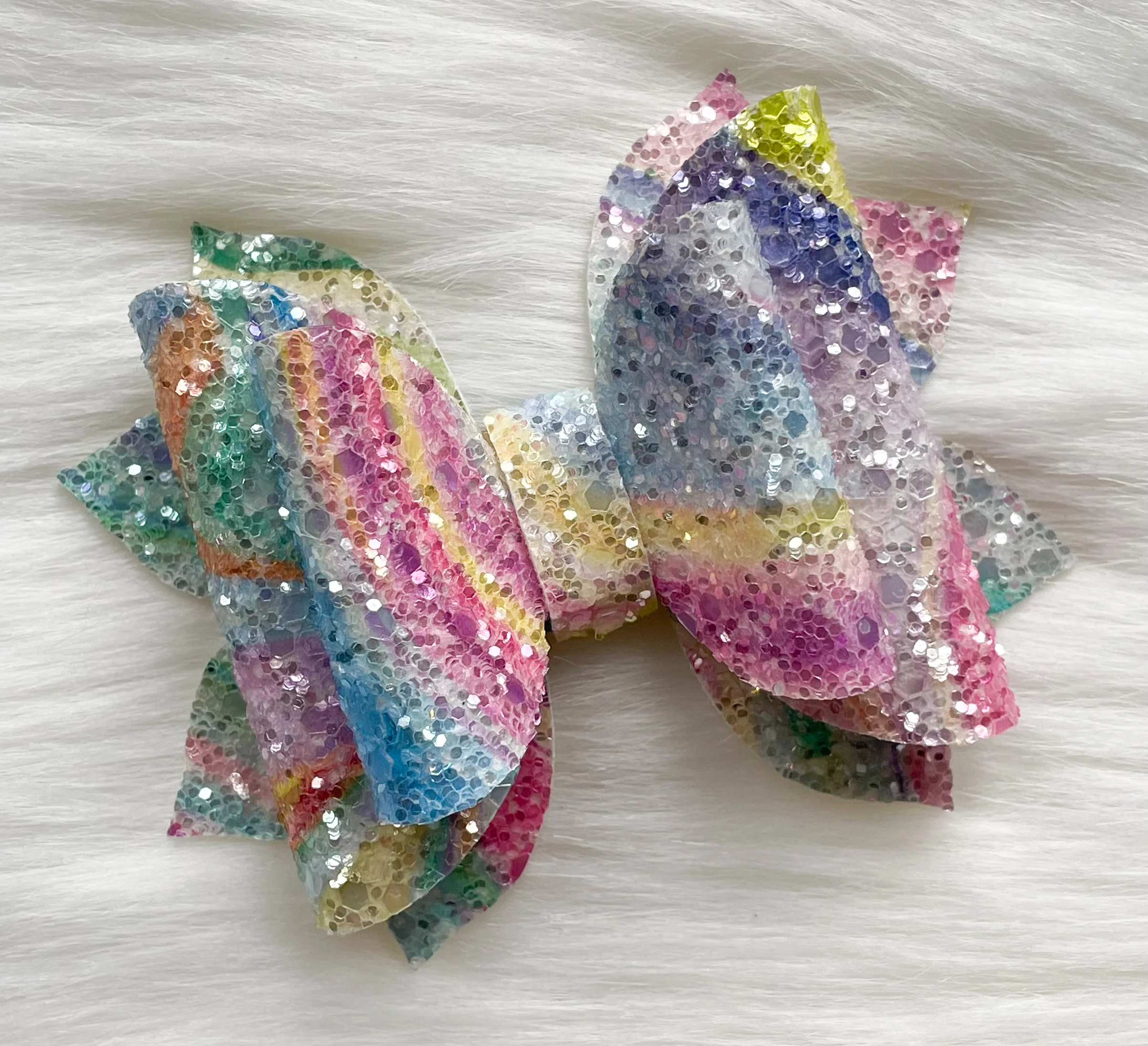 Rainbow Oil Painting Glitter 3.5in Jasmine Bow
