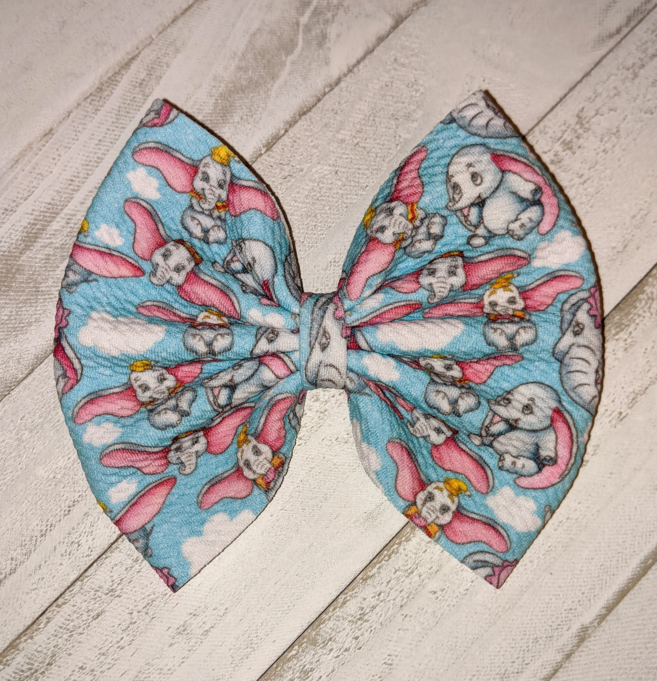 Flying Elephant Fabric Bow