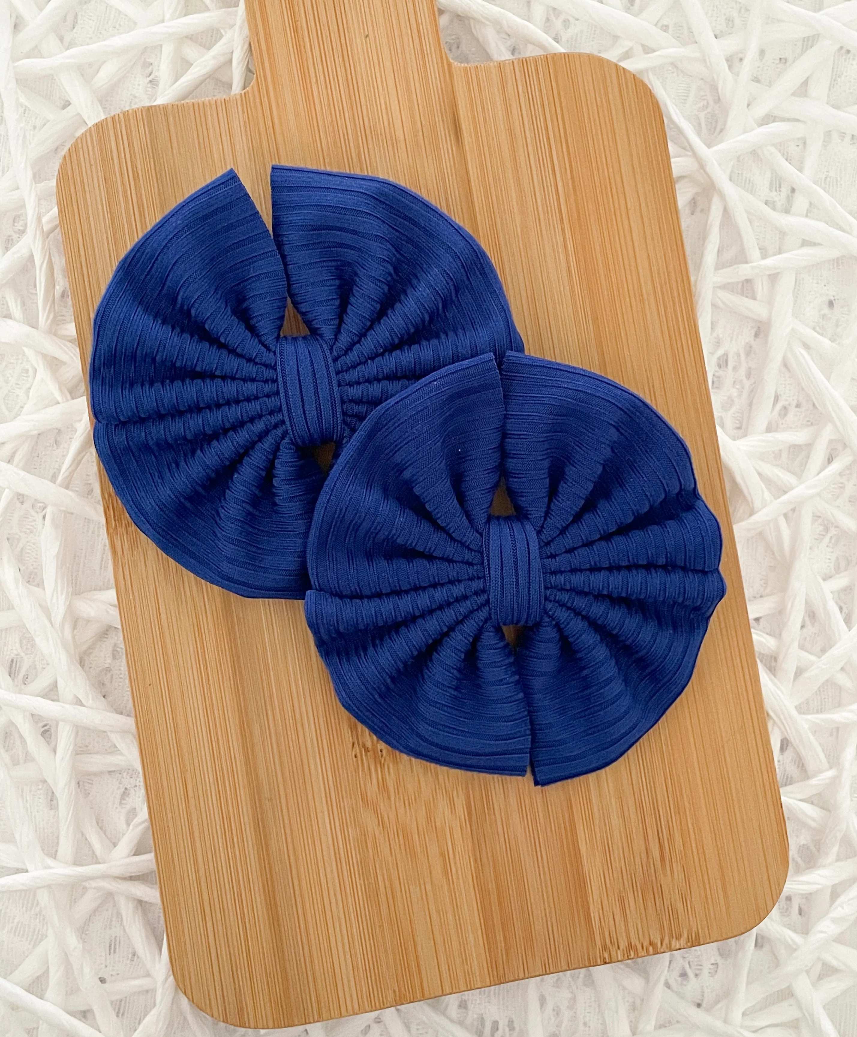 Dark Royal Blue Ribbed Fabric Bow
