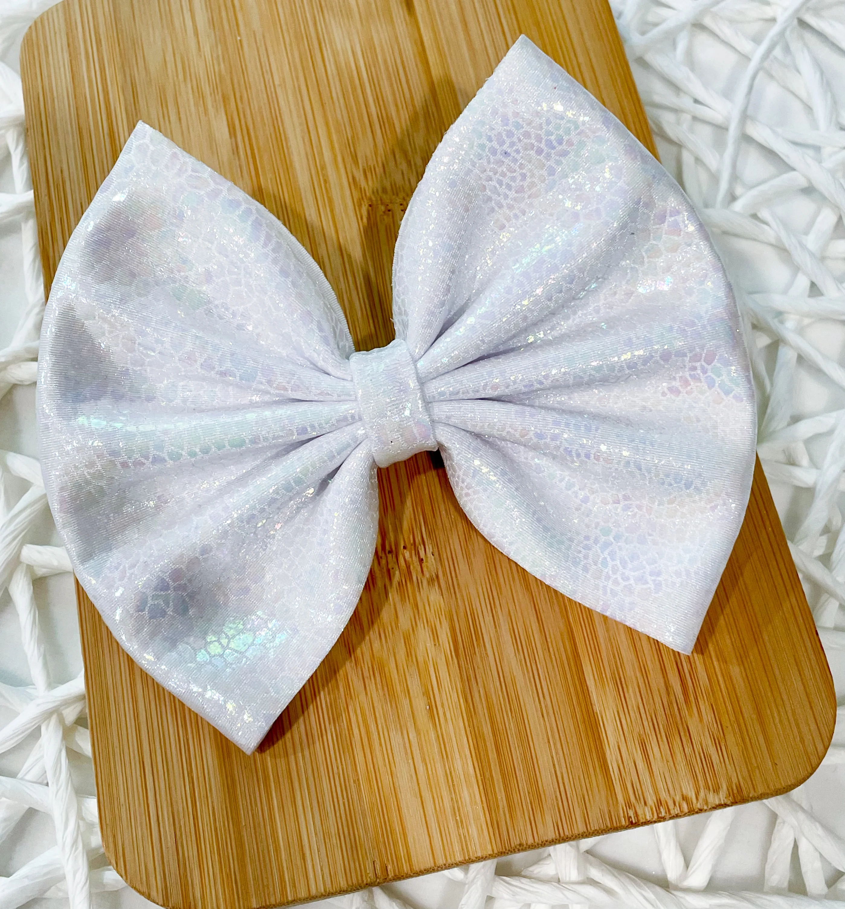 White Snakeskin Holo Fabric