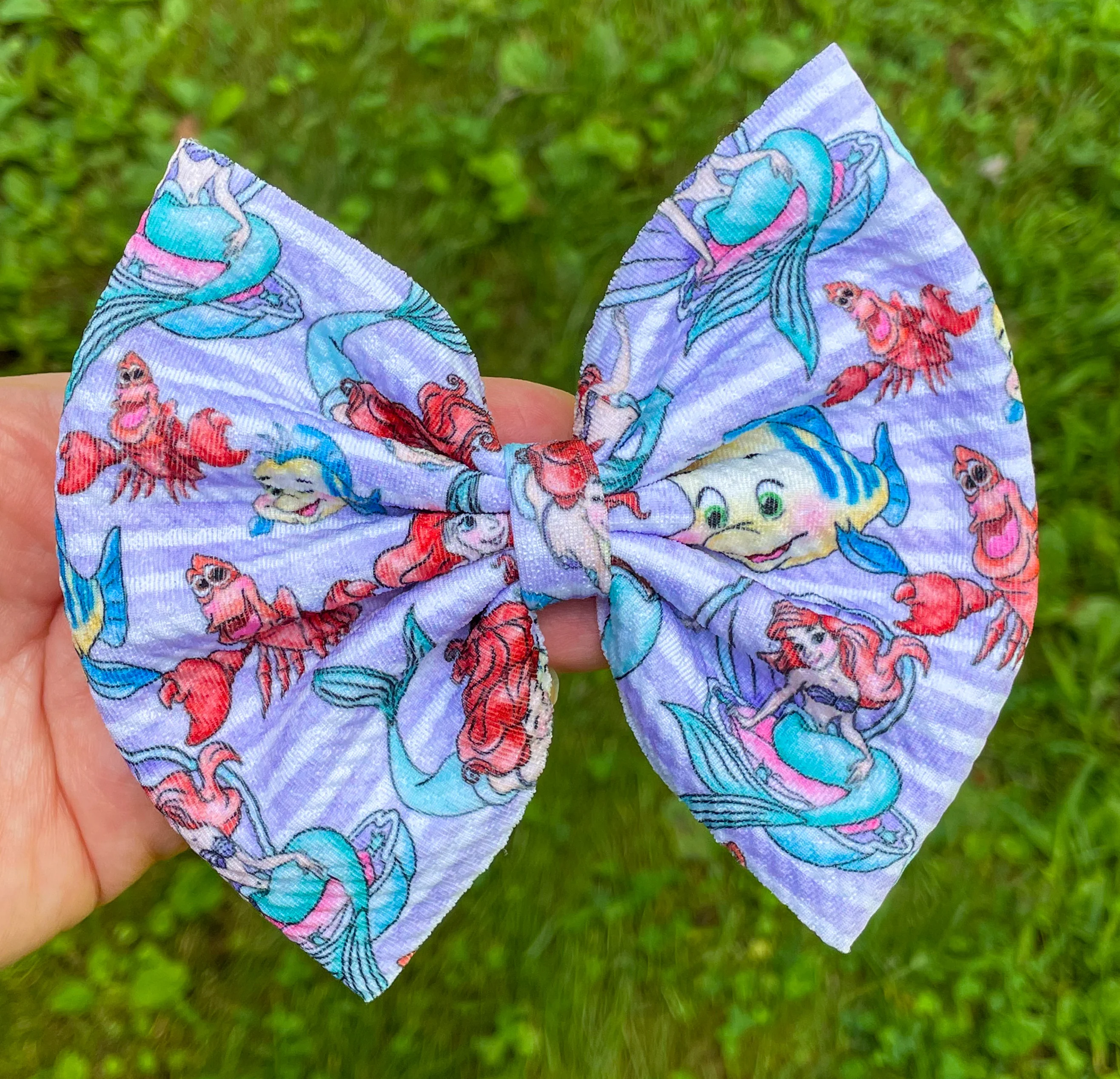 Mermaid Purple Stripes Fabric Bow