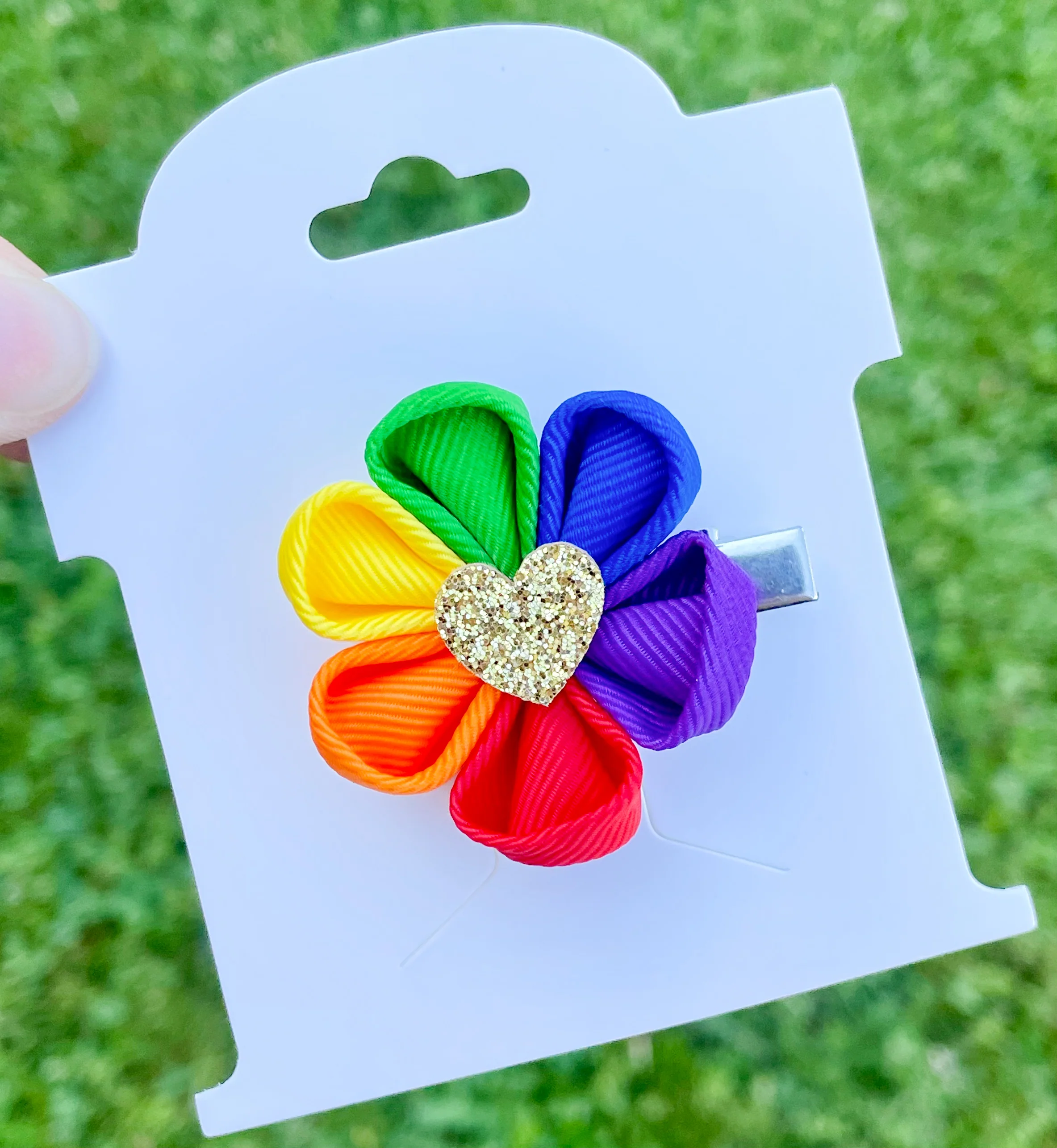 Rainbow Ribbon Bloom Clip