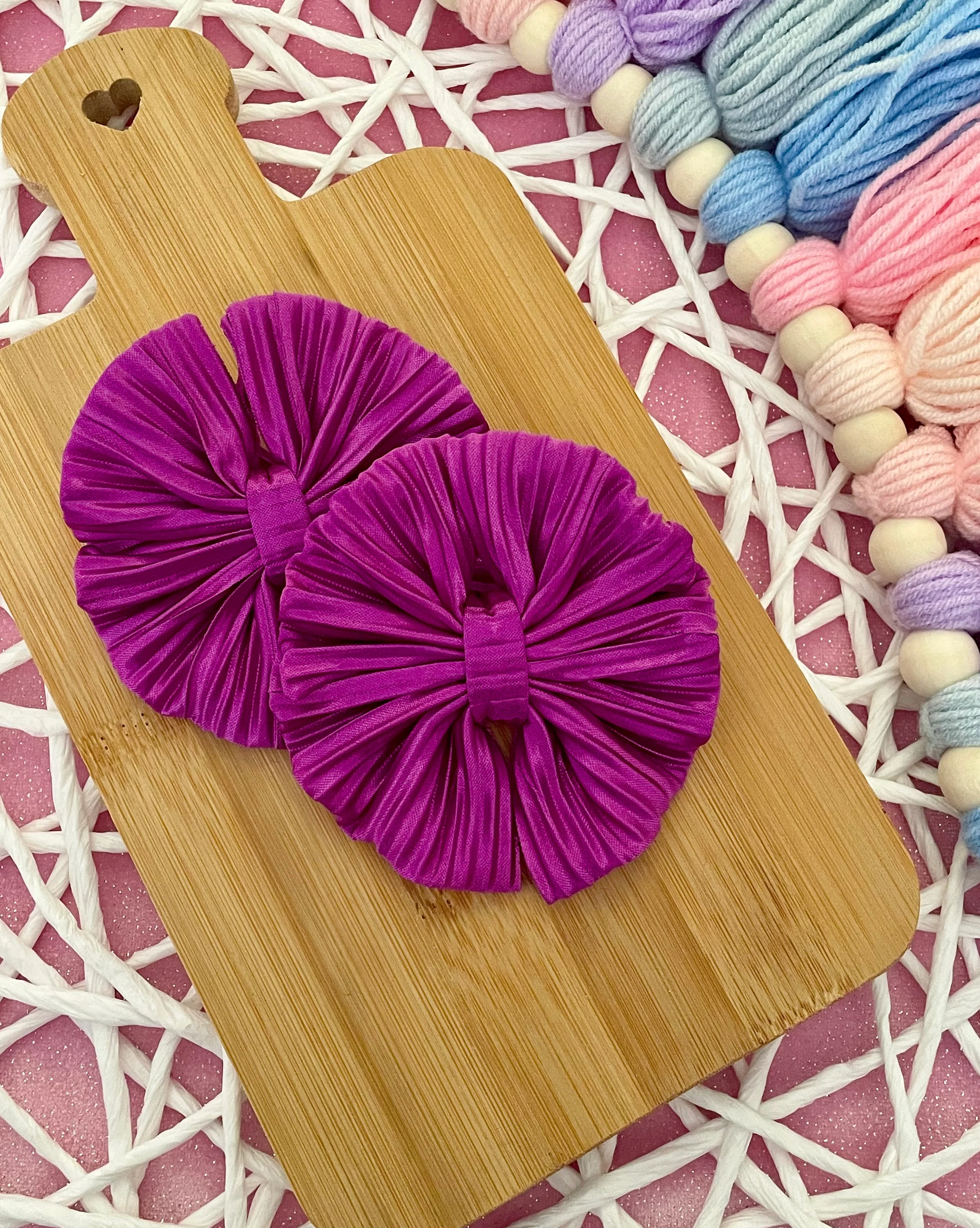 Grape Pleated Fabric Bows