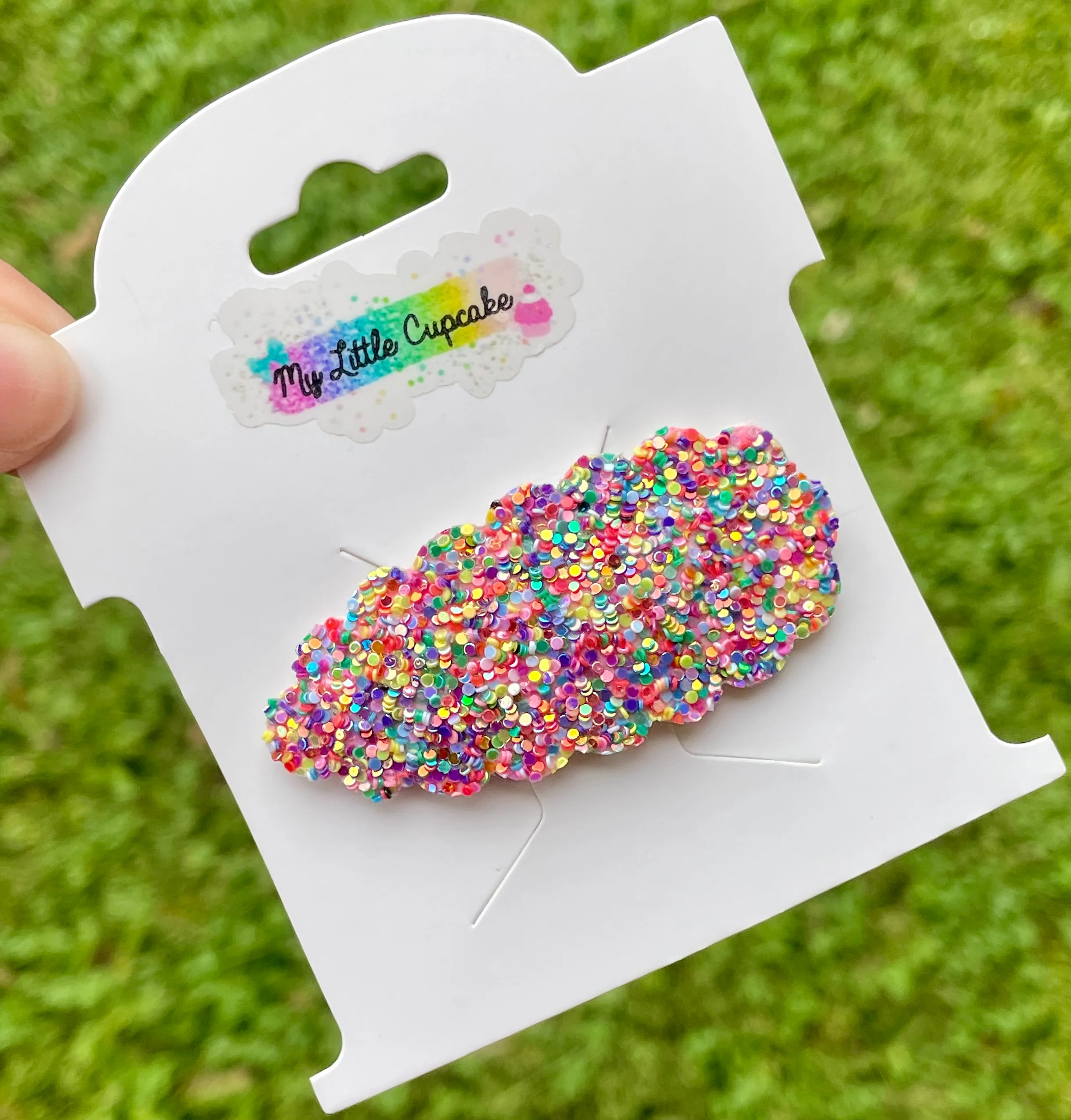 Rainbow Confetti Glitter Snap Clip