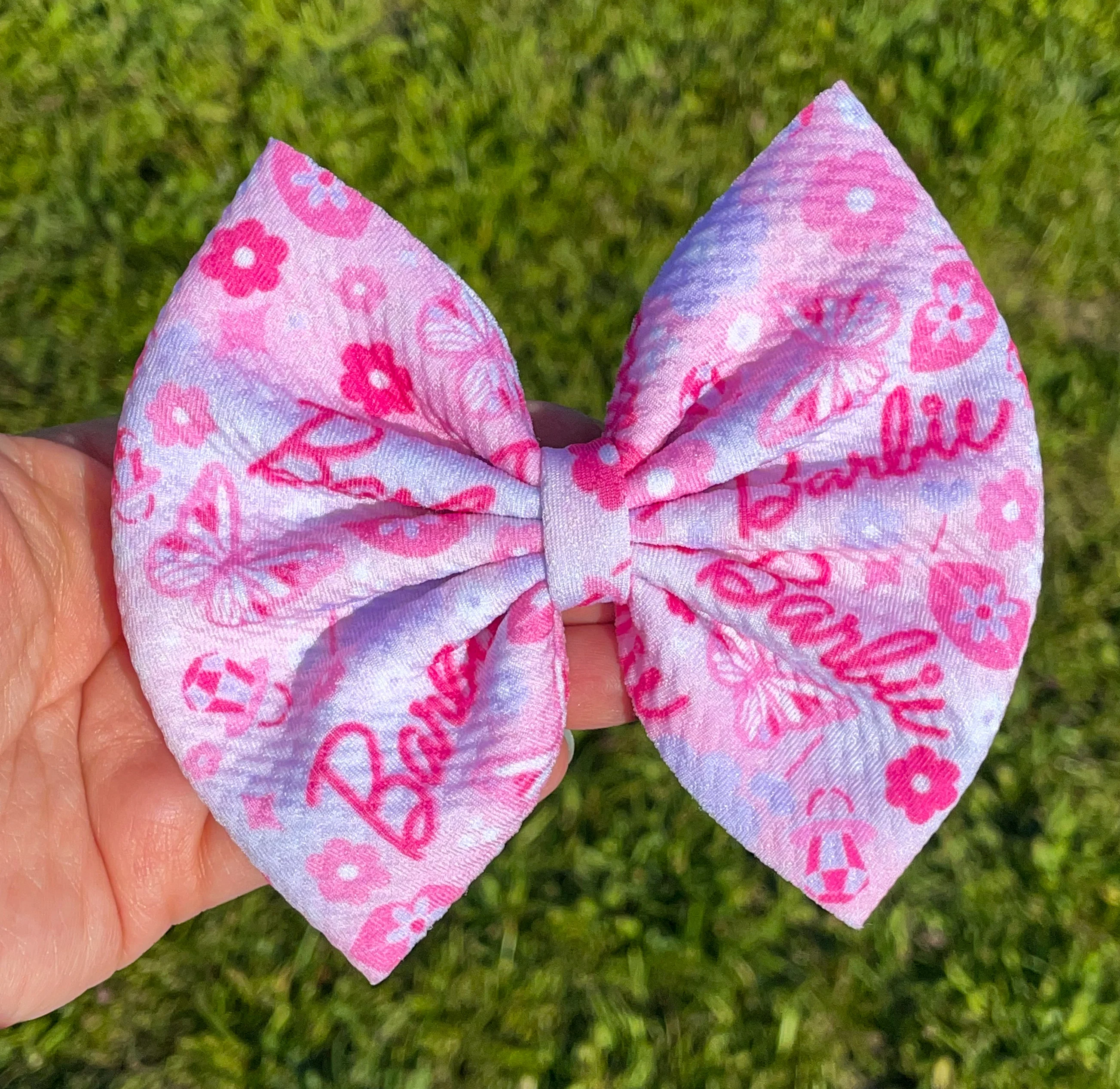 Barb Butterfly Pink Fabric Bow