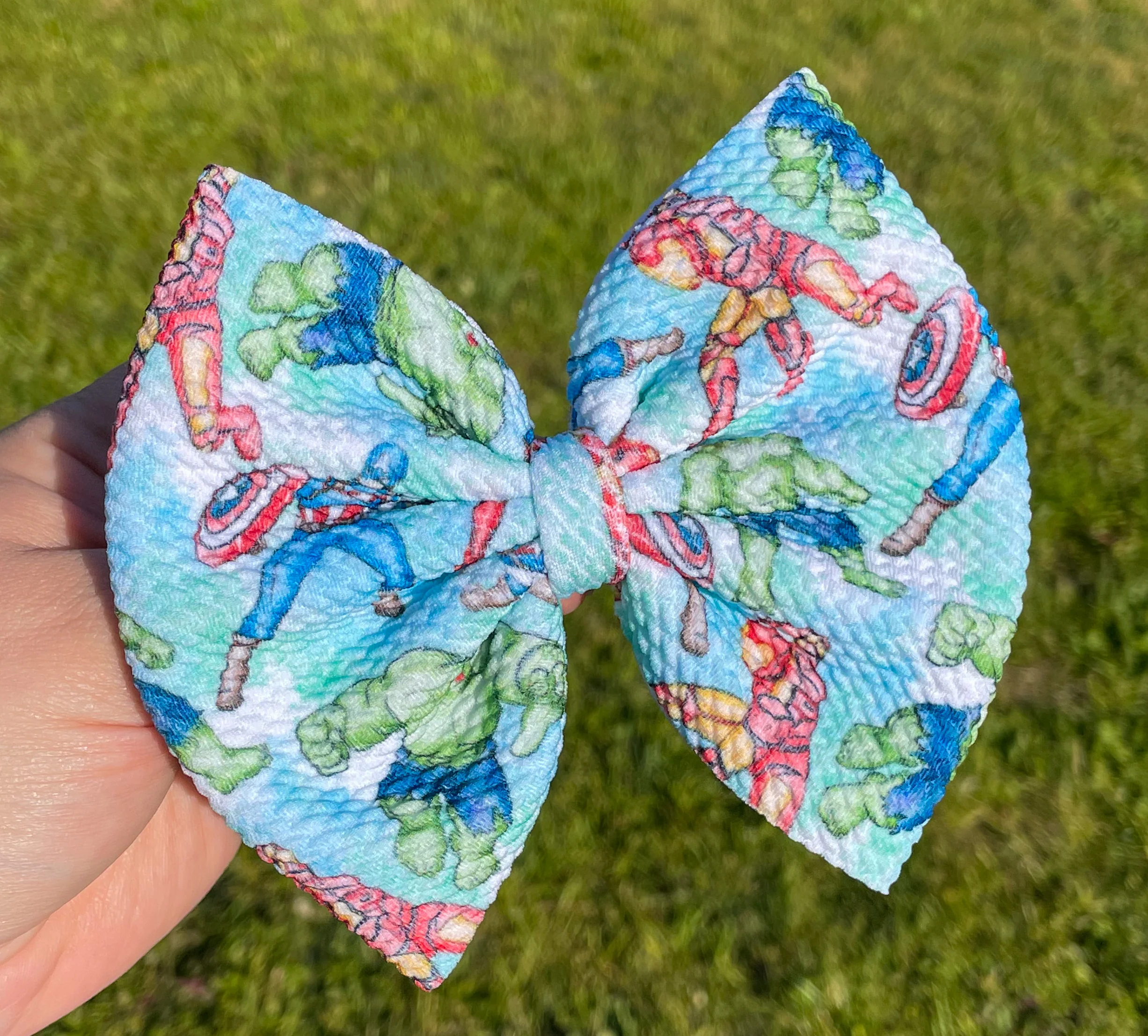 Super Hero Watercolor Fabric Bow