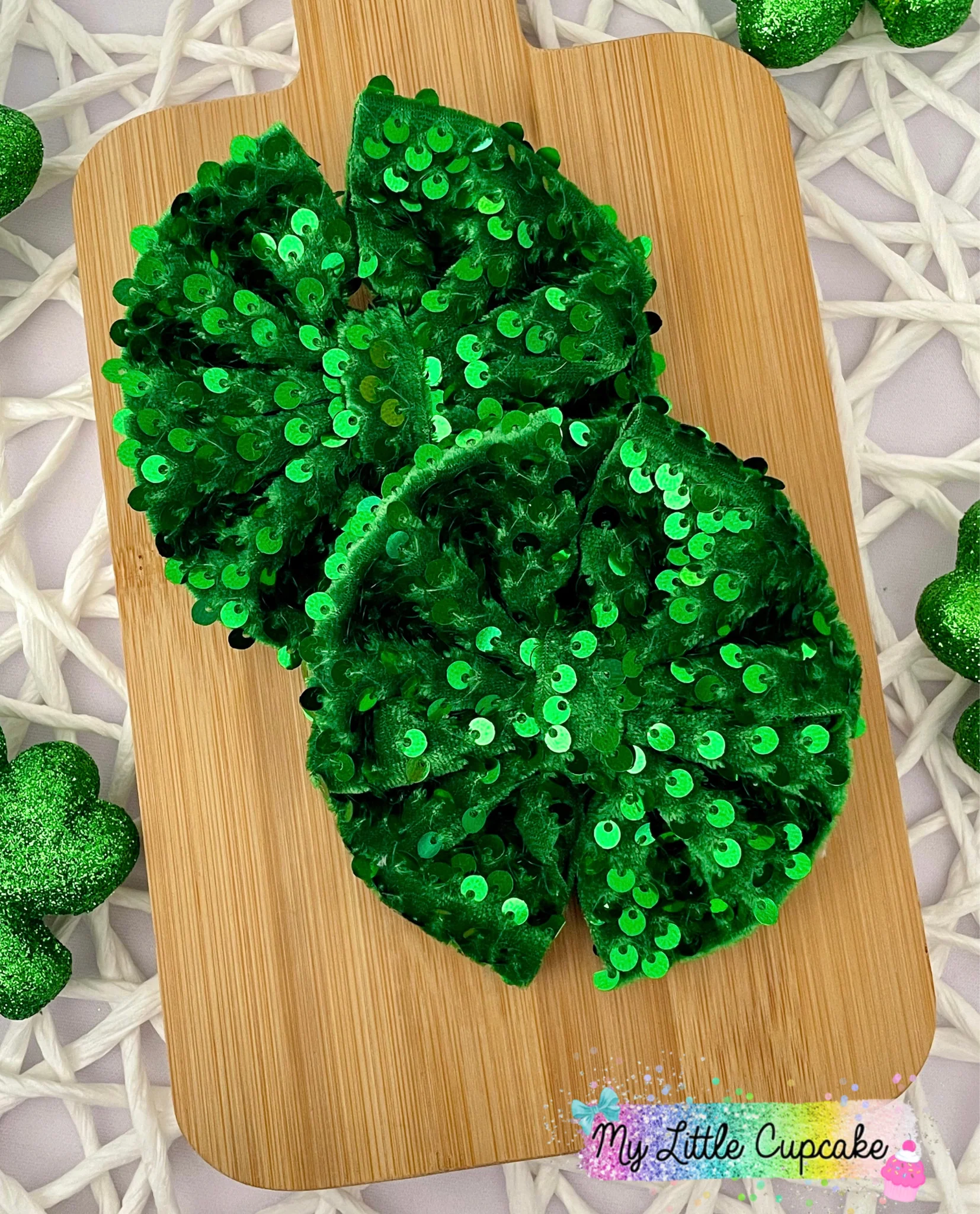 Green Sequin Fabric Bows