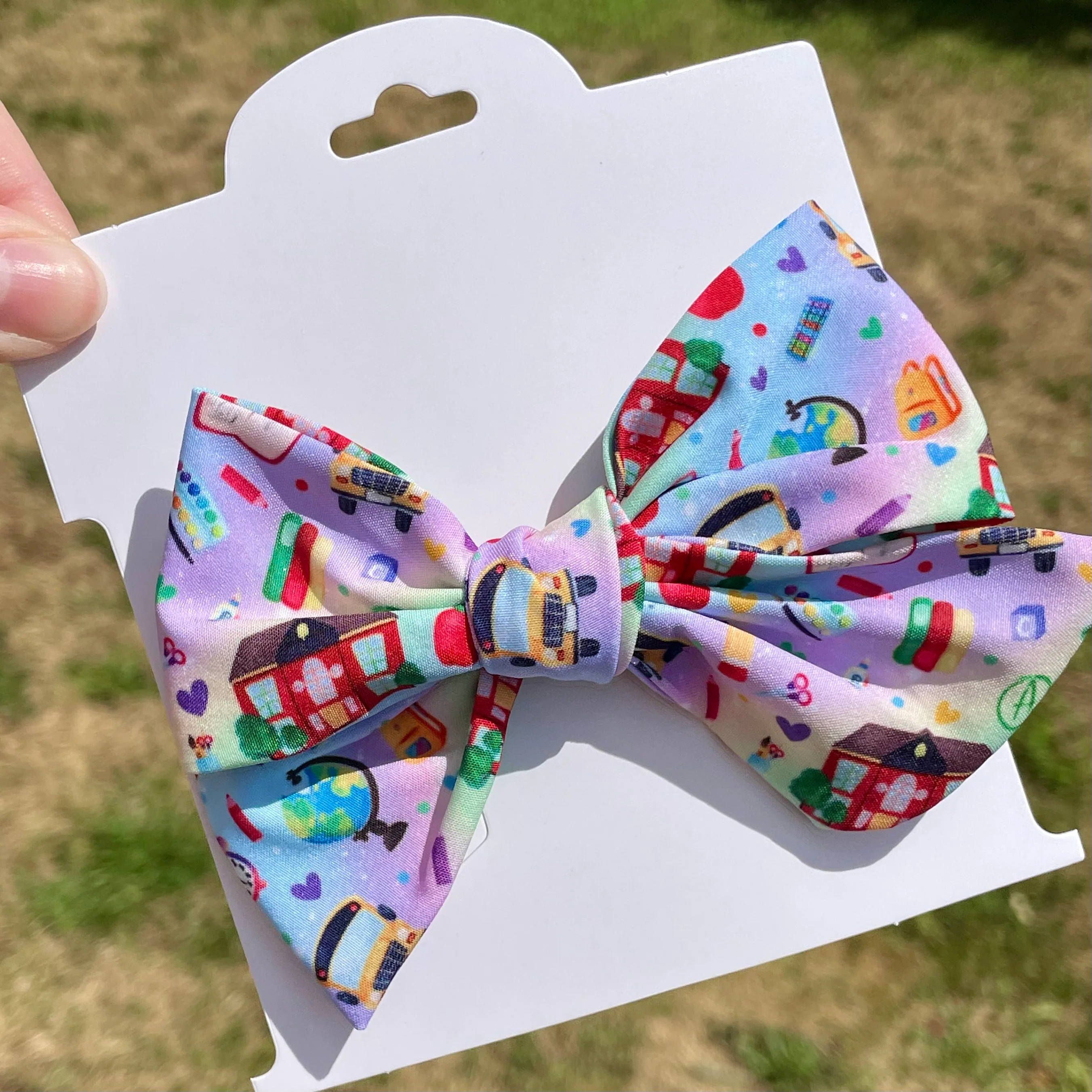 Watercolor School Days 5in Hand Tied Bow